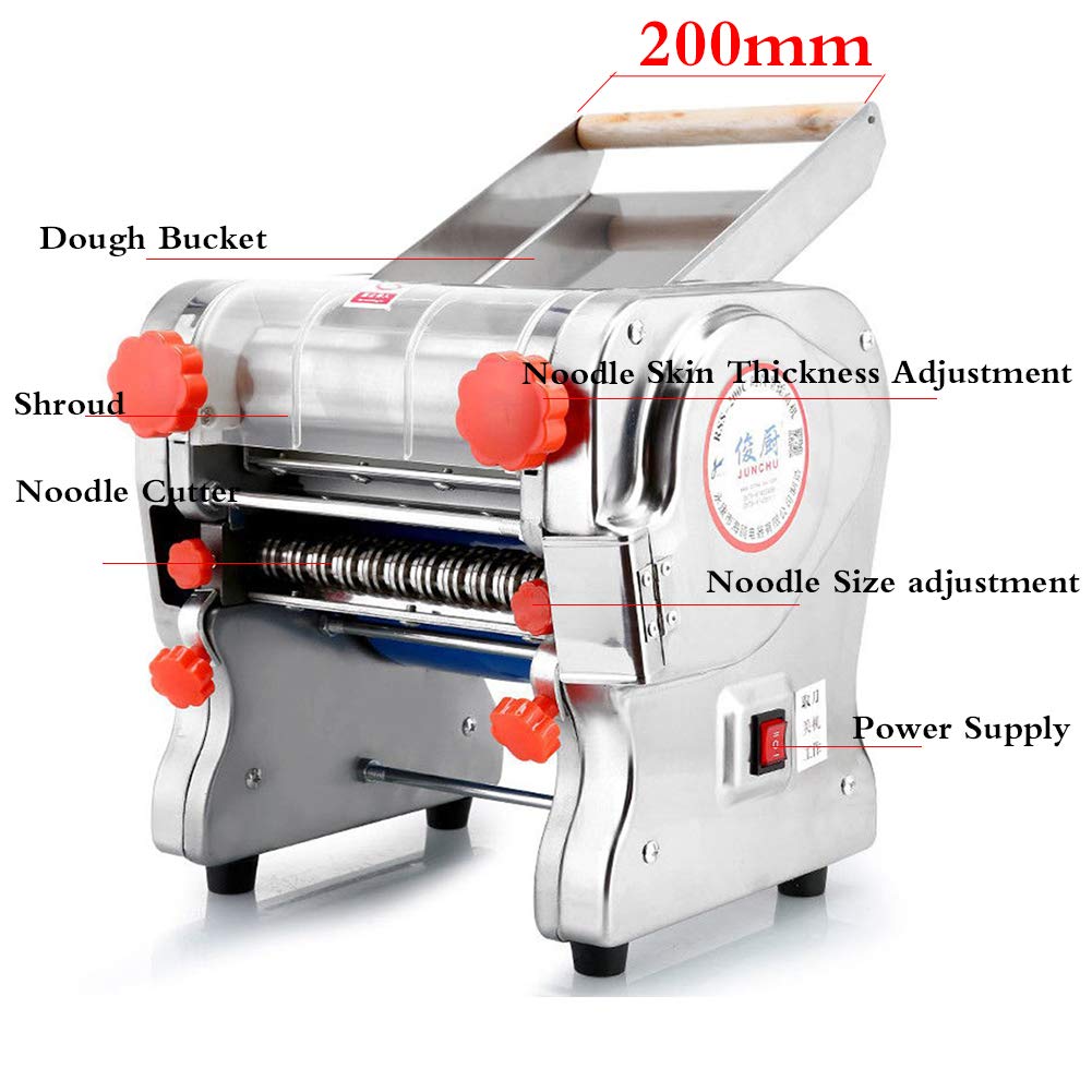 TOPCHANCES 750W Automatic Electric Pasta Maker Machine - 200mm Noodle Press with 3/9mm Pasta Cutter (110V US) - Perfect for Homemade Italian Pasta, Ramen & Dumpling Wrappers