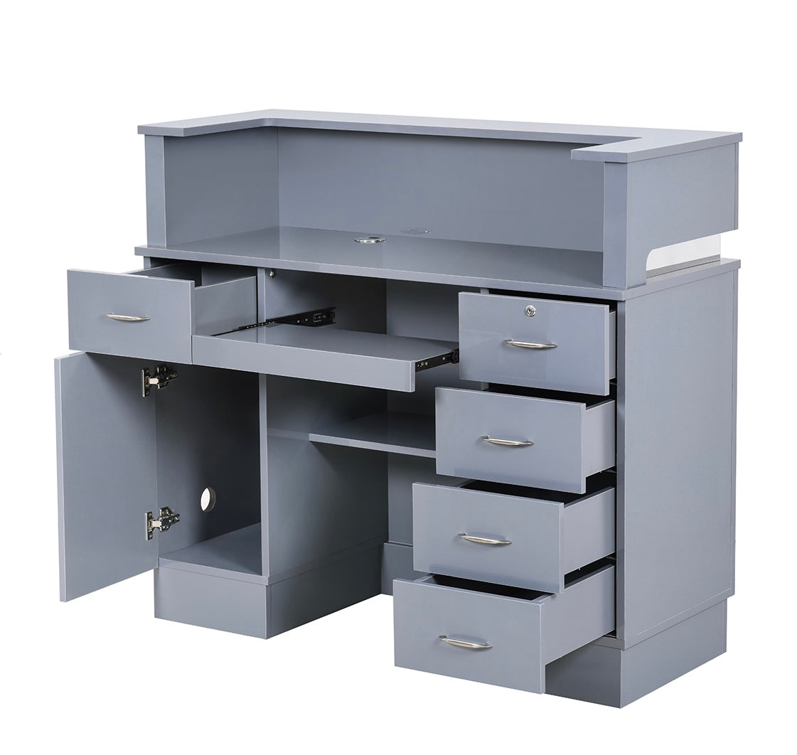 Langara LED Modern Salon Reception Desk - Contemporary Front Desk for Beauty & Hair Salons - Perfect for Spa, Barber Shop & Nail Salon Reception Areas