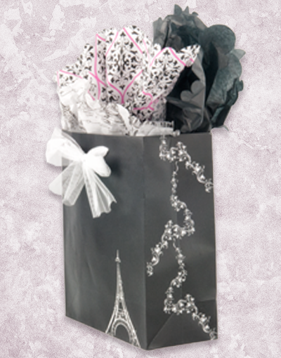 Eiffel Black Studio Gift Bags - Elegant Parisian Themed Party Favor Bags for Weddings, Baby Showers & Birthday Celebrations