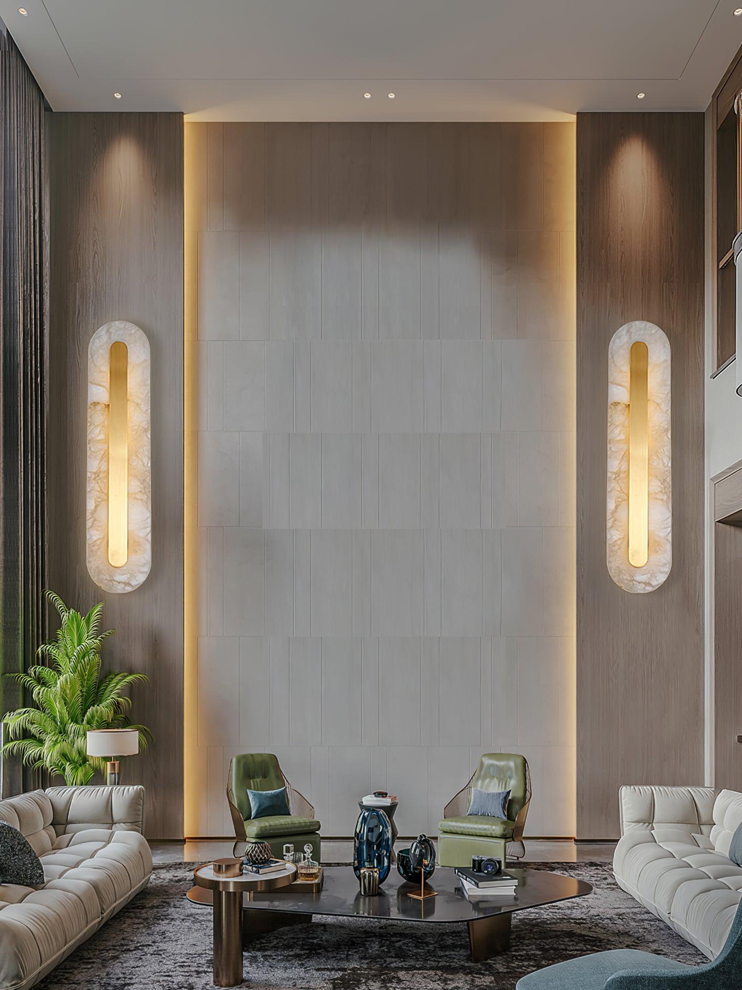 Modern Alabaster Rounded Wall Light Fixture - Elegant Indoor Sconce for Living Room, Bedroom & Hallway Lighting