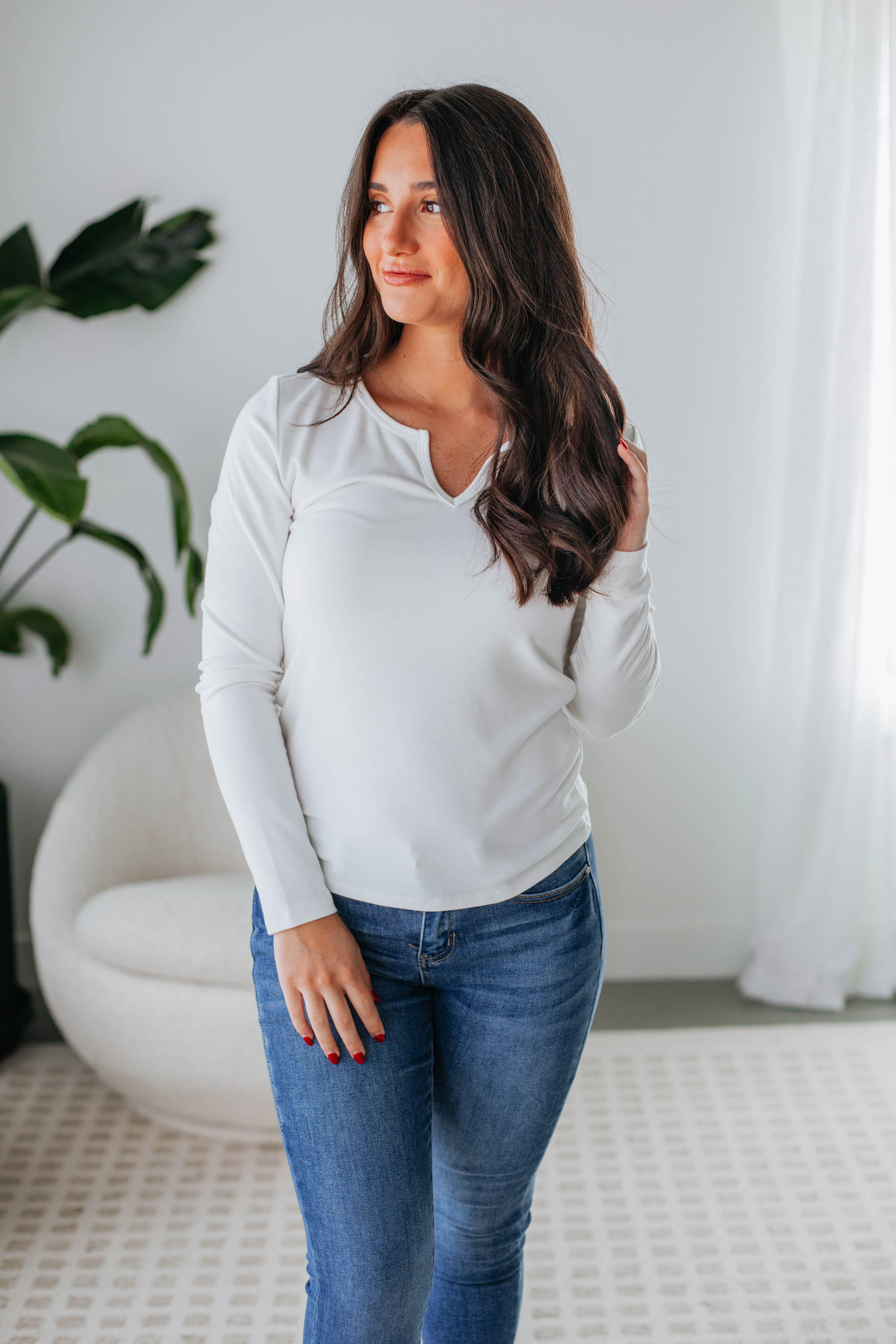 Dalston Long Sleeve Top Ivory - Women's Elegant Basic Blouse for Work & Casual Wear | Perfect for Office, Dating & Everyday Outfits