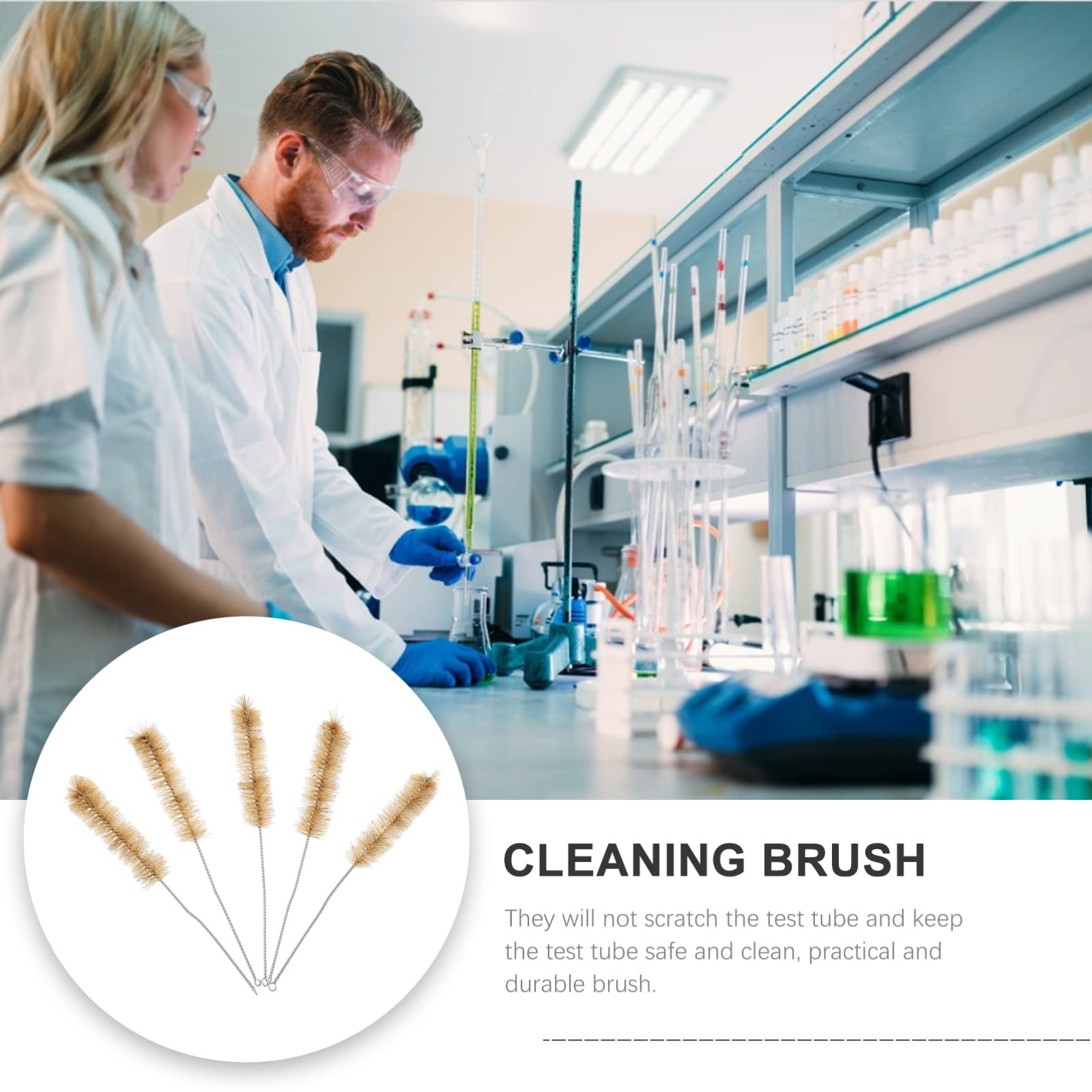 Baluue 20 Pcs Nylon Test Tube Cleaning Brushes - Chemistry Lab Bottle Brush Set for Pipettes, Drinking Straws & Small Tubes - Perfect for Science Experiments, Home Brewing & Kitchen Use