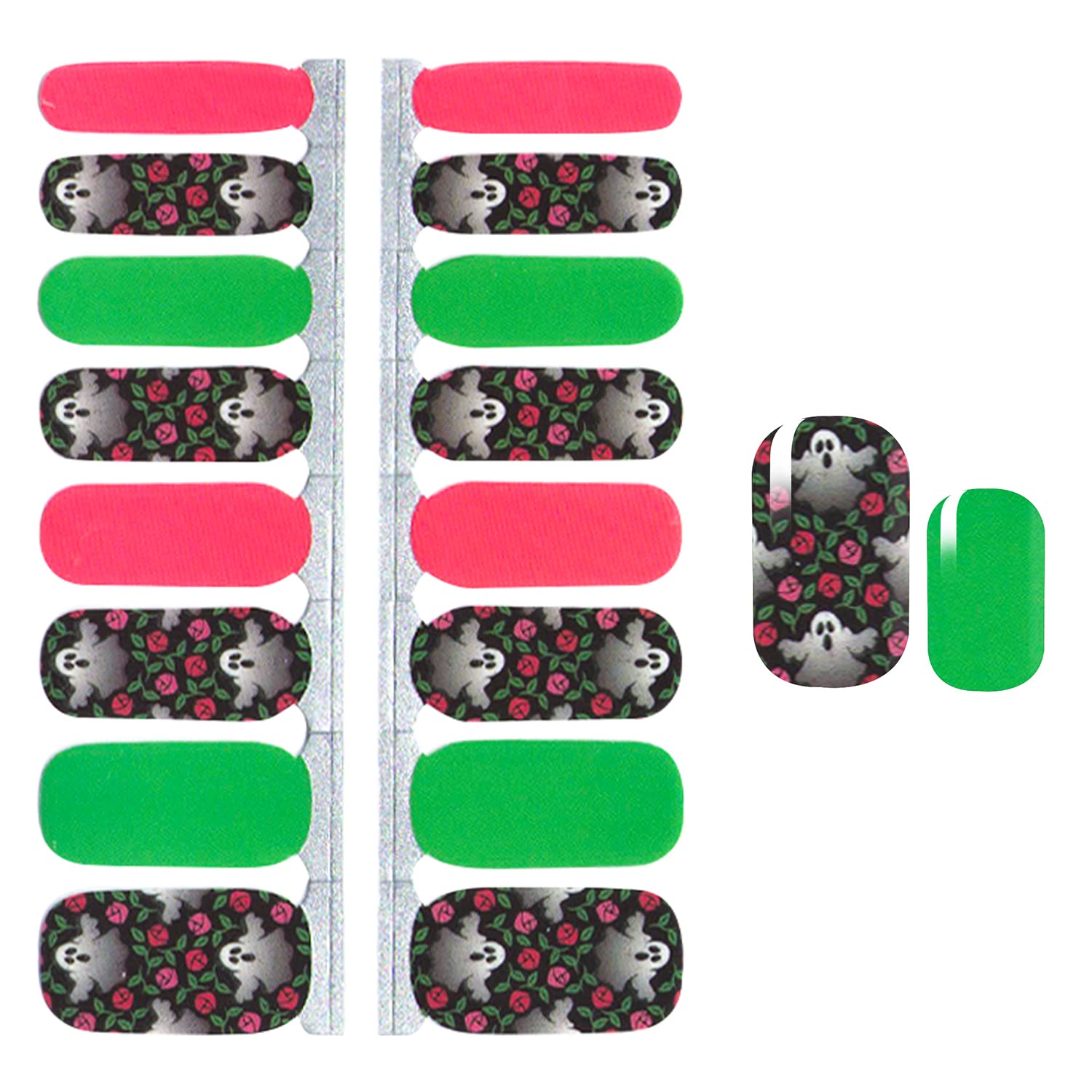 SILPECWEE Halloween Nail Wraps for Women - 5 Sheets Self Adhesive Nail Polish Strips with Skull & Ghost Designs, Includes 1 Nail File | Perfect for Halloween Parties, Costume Nails & Holiday Nail Art