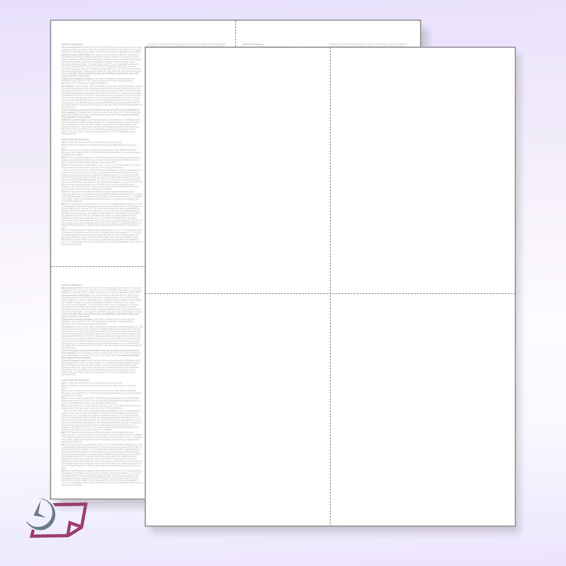 NextDayLabels - 100 Sheets W-2 4-Up Employee Tax Forms for 2024 (1 Pack) | Laser/Inkjet Printer Compatible | QuickBooks & Accounting Software Ready | Includes Back Instructions | Perfect for Small Business Payroll & Tax Filing