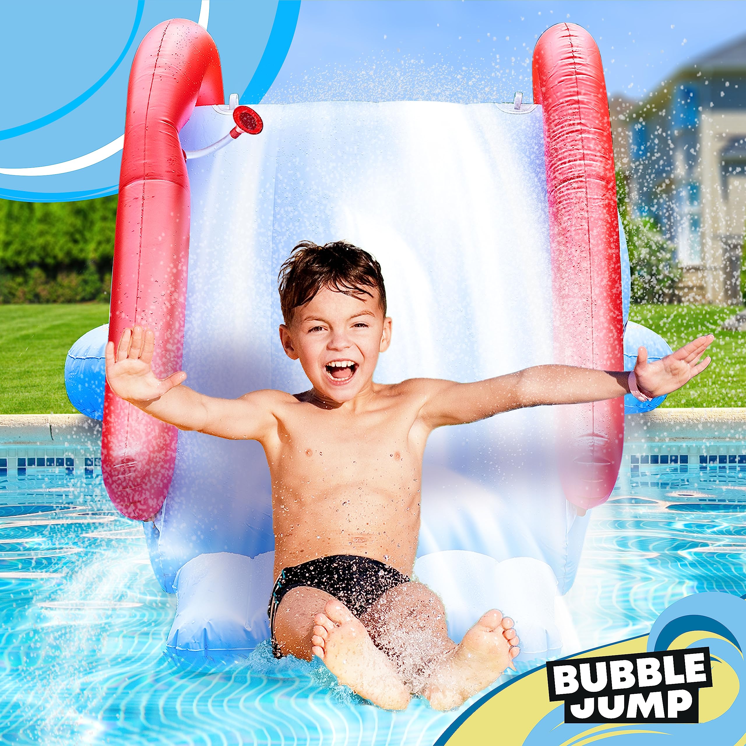 Best Inflatable Pool Slide for Inground Pools - Adjustable Sprayers & Weighted Water Base for Stability - Fun Water Slides for Adults & Kids Ages 7+ - Perfect for Backyard Parties, Summer Fun & Family Gatherings - By Bubble Jump
