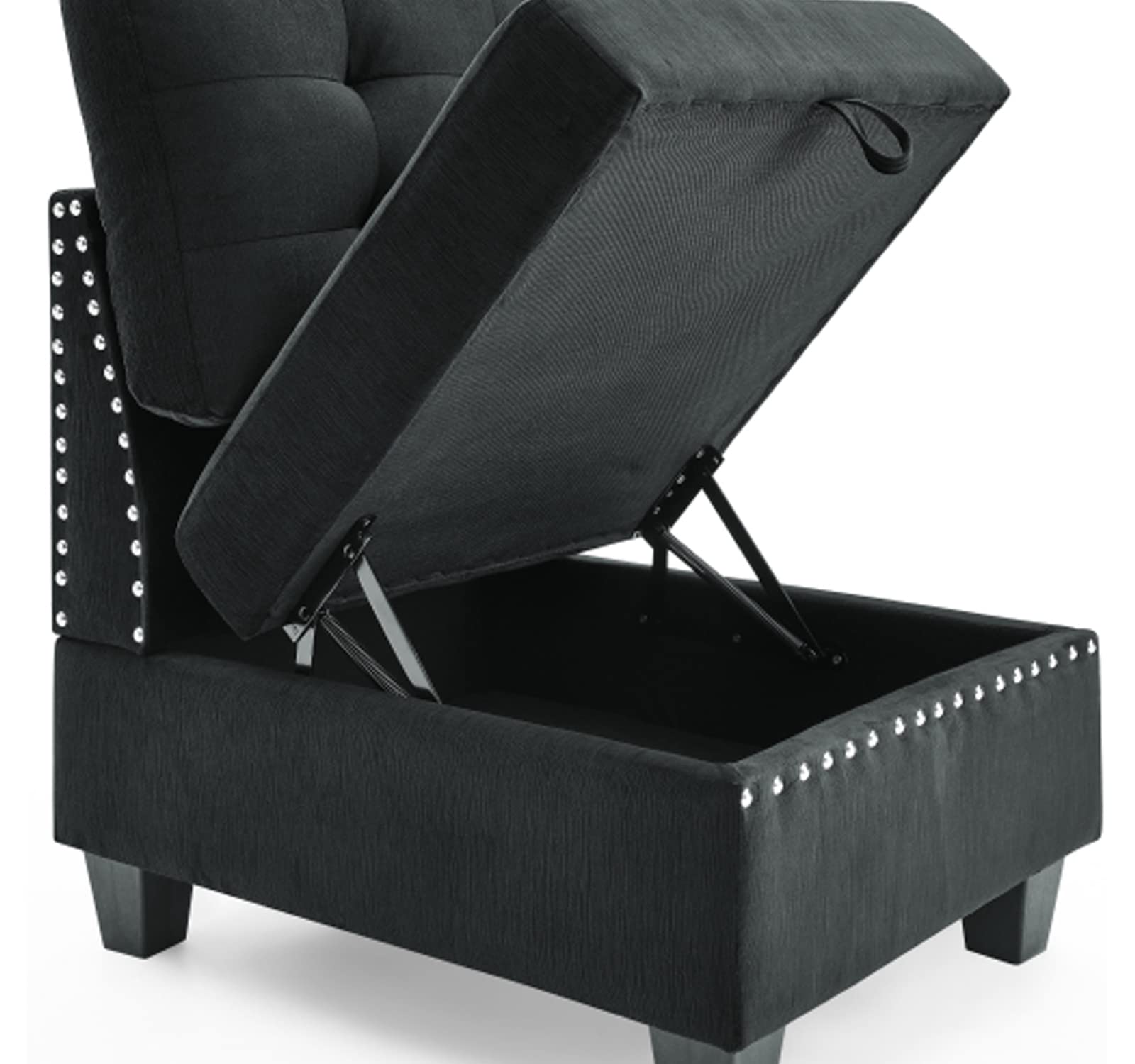 Velvet Corner Chair for Modular Sectional Sofa - Black Corner Module for Living Room Furniture Set | Perfect for Small Spaces & Modern Home Decor