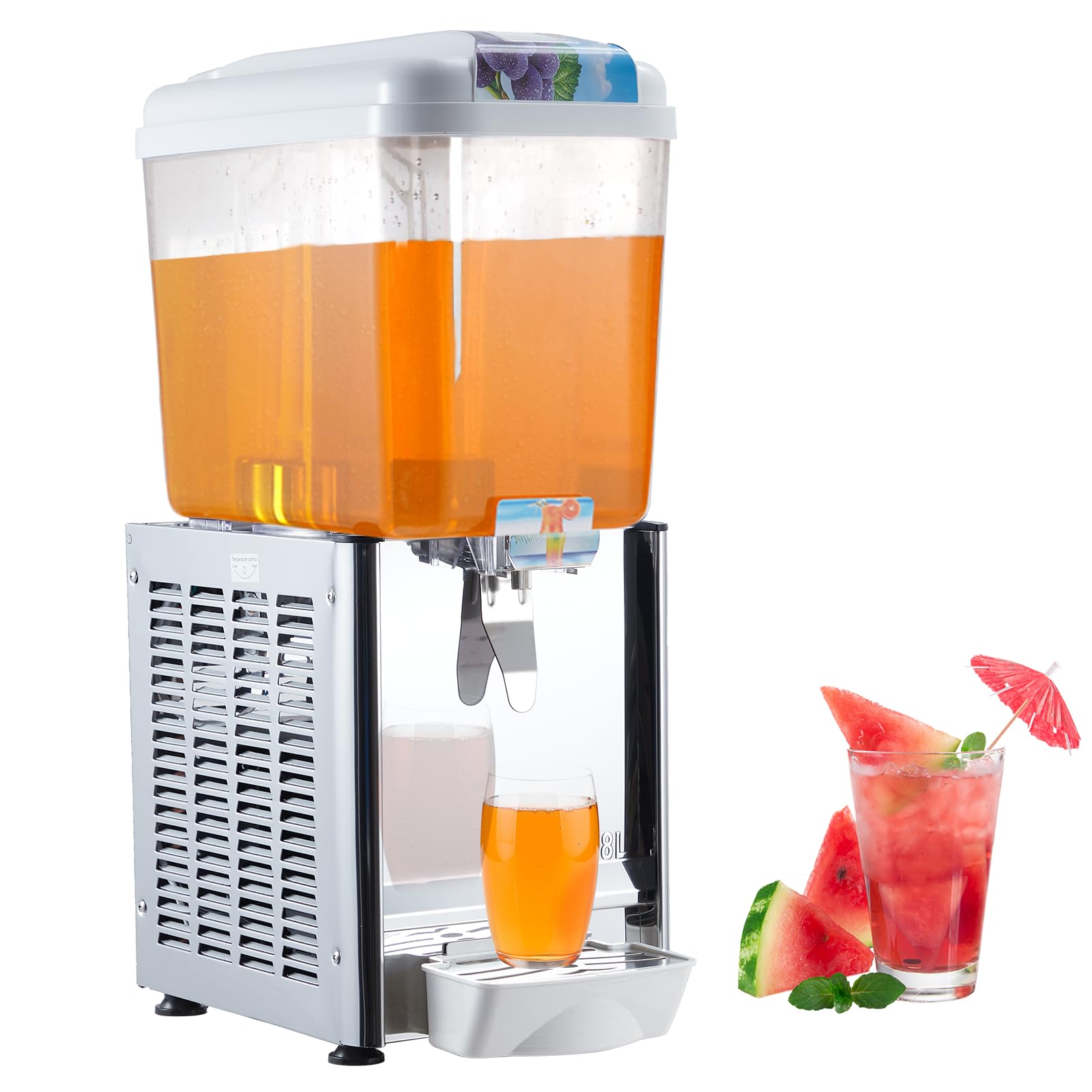 Towallmark 4.75 Gallon (18L) Commercial Beverage Dispenser - Stainless Steel Iced Tea & Juice Dispenser with Thermostat Control, 180W Power, Food-Grade Construction - Perfect for Restaurants, Cafes, and Catering Events