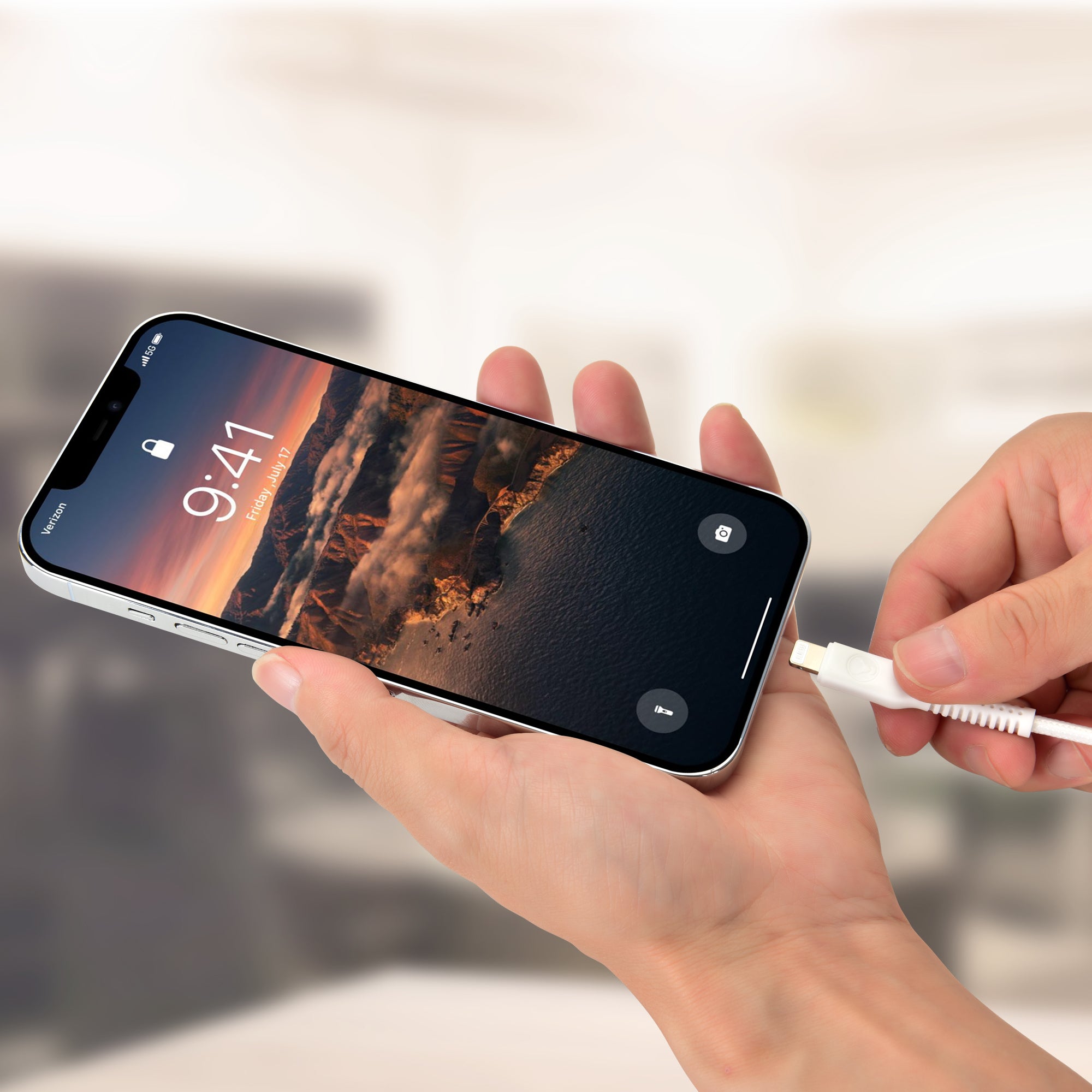 Bonelk Durable 1.2m USB to Lightning Cable with Easy-Grip Design - Fast Charging & Data Sync for iPhone/iPad - Perfect for Home, Office & Travel (White)