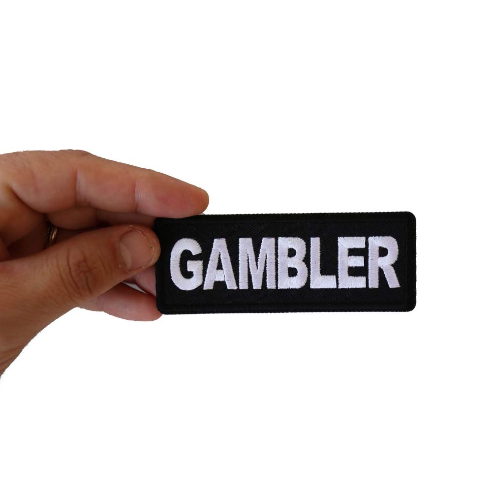 Gambler Patch - 4x1.5 Inch Embroidered Iron On Patch for Jackets, Hats & Bags - Premium DIY Sew On Applique for Clothing Customization