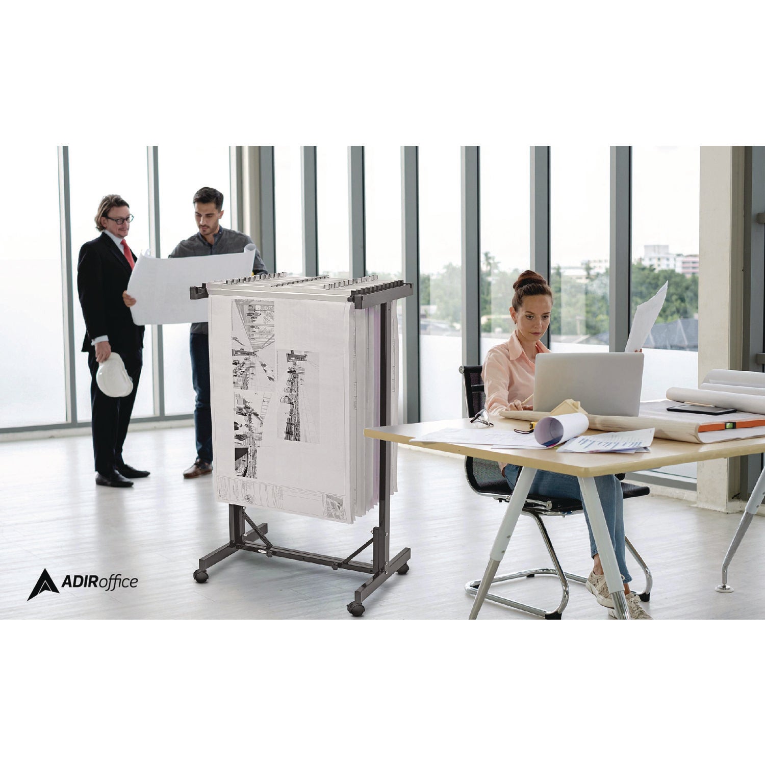 AdirOffice Expandable Blueprint Storage Cabinet - Mobile Plan Center for Architects & Engineers - Holds Documents 20.5