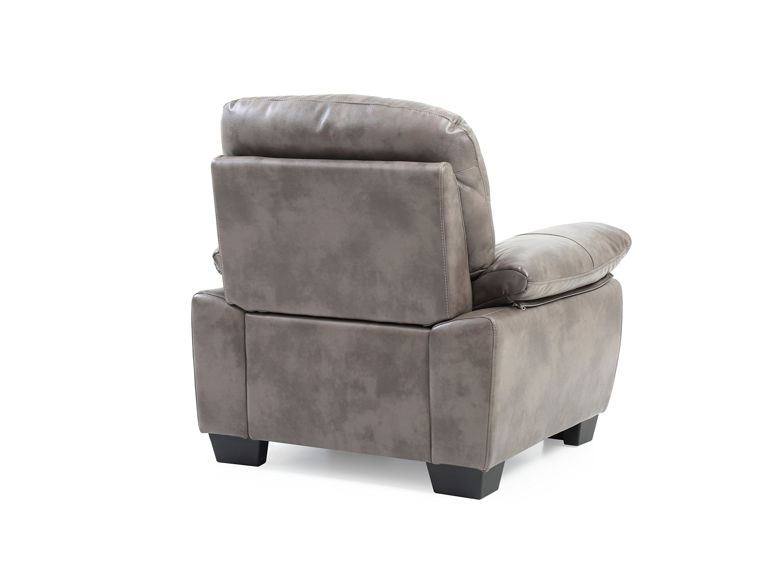 Glory Furniture Upholstered Arm Chair - Gray Faux Leather Living Room Accent Chair for Home Office, Lounge & Reading Nook