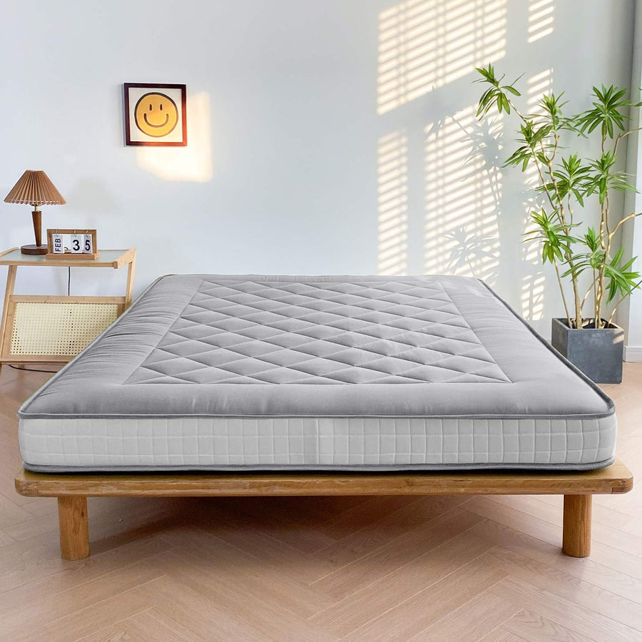 MAXYOYO Japanese Floor Mattress - Extra Thick Padded Tatami Mat for Sleeping & Lounging, Grey Style | Perfect for Guest Beds, Meditation, Yoga & Small Space Living