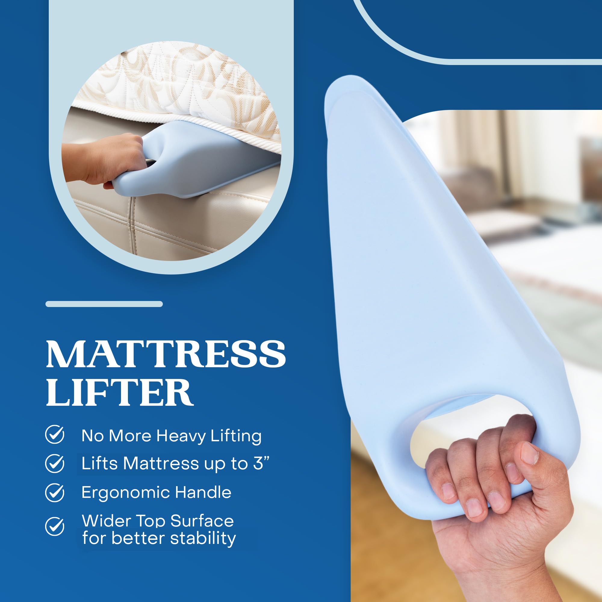 2-in-1 Bed Maker & Mattress Lifter - FeelAtHome Bed Sheet Tucker Tool for Easy Bed Making - Lift & Hold Mattress While Changing Sheets - Perfect for Fitted & Flat Sheets - Ideal for Seniors, Hotels & Home Use