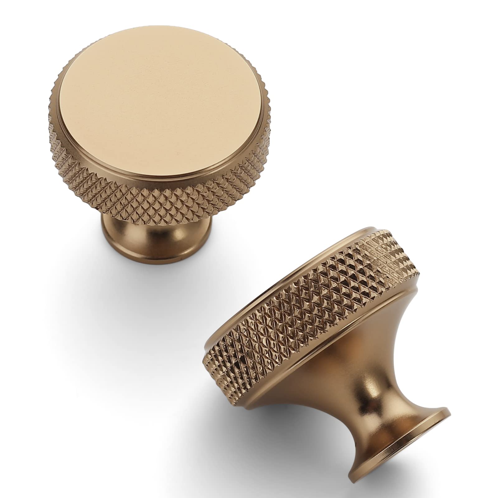 10 Pack Champagne Bronze Knurled Cabinet Knobs - Elegant Kitchen & Drawer Handles for Dresser, Cupboard, Wardrobe - Perfect for Home Renovation & Furniture Upgrade (ZH0036)