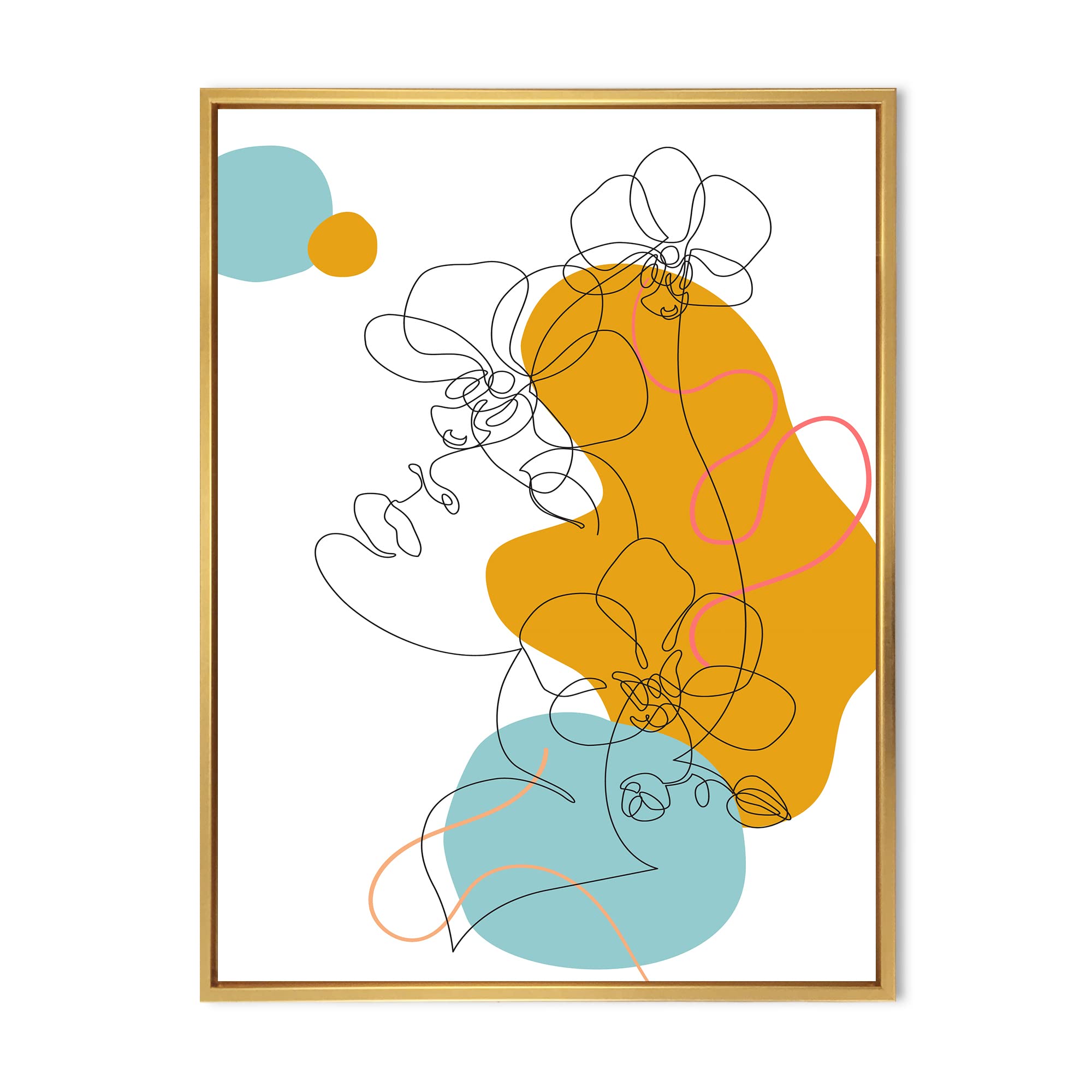 Elegant One Line Drawing of Woman - Modern Framed Canvas Wall Art Print for Living Room, Bedroom & Office Decor
