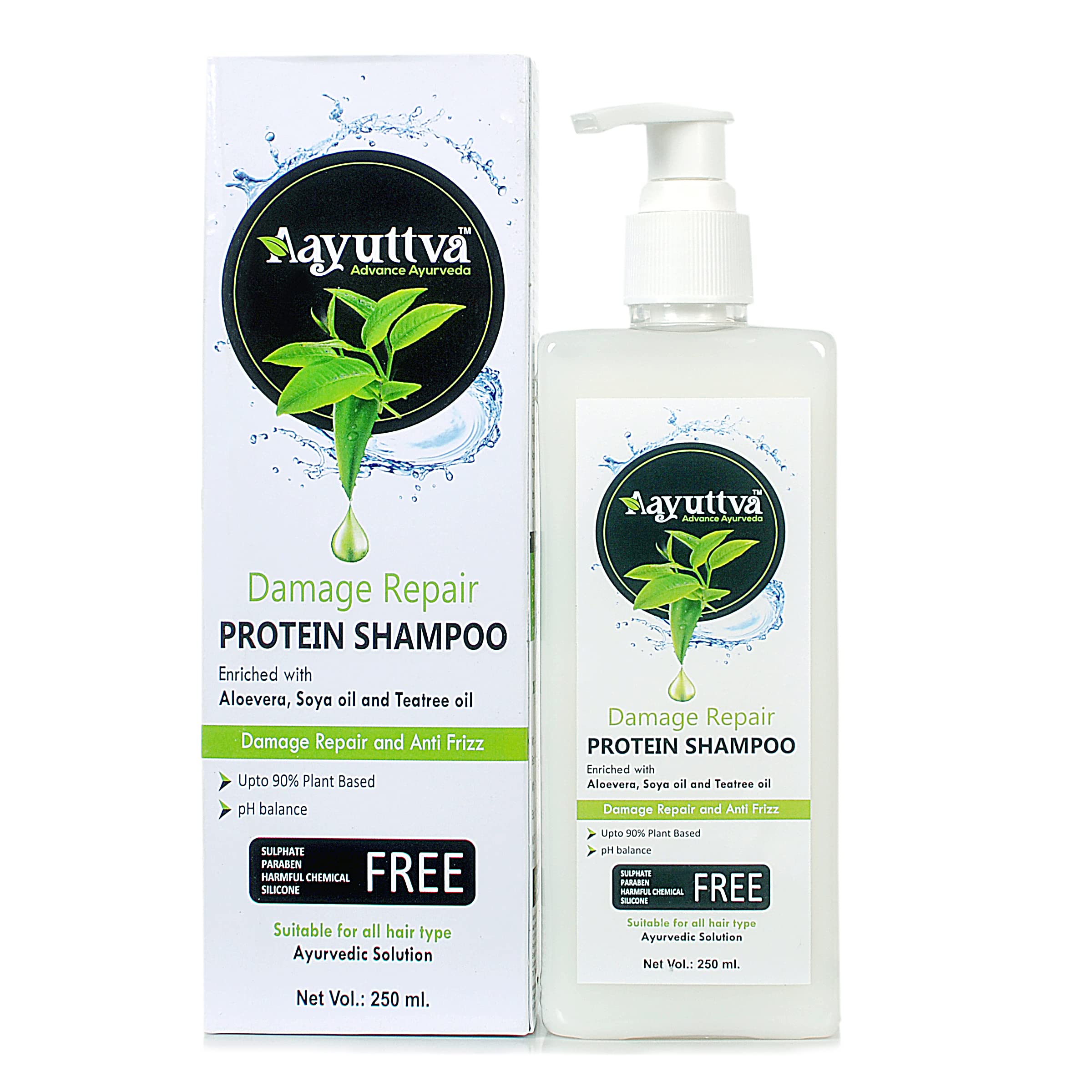 Aayuttva Super Shine Protein Rich Shampoo for Dry & Damaged Hair - Enriched with Aloe Vera, Soya Oil & Tea Tree Oil - 250ml | Men & Women | Deep Hydration & Repair for Frizzy, Color-Treated Hair | Perfect for Daily Use & Salon-Like Results at Home