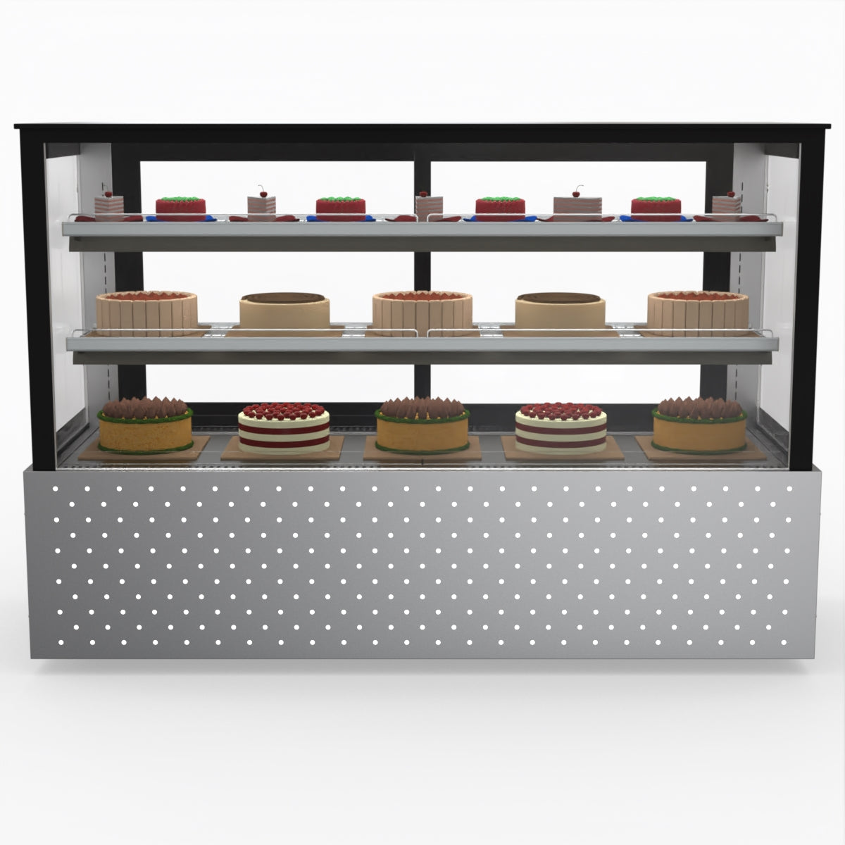 Bonvue SG180FA Commercial Refrigerated Display Case - Dual Glass Door Merchandiser for Deli, Bakery & Grocery - Perfect for Supermarkets, Convenience Stores & Cafes