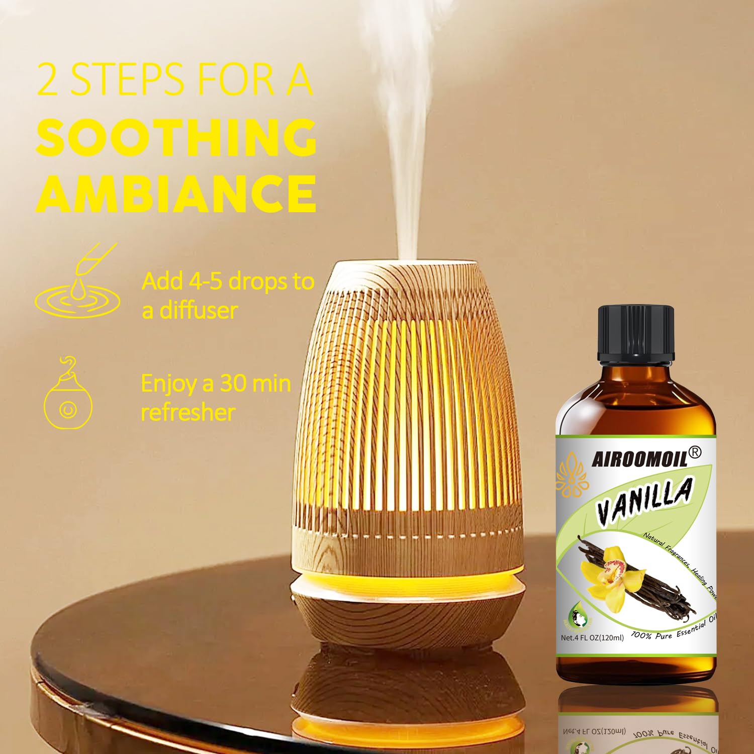 Vanilla Bean Essential Oil - 4 Fl Oz | Warm Scented Aromatherapy Oil for Diffusers, Candles & Skin Care | Relaxing Home Fragrance & DIY Perfume Making