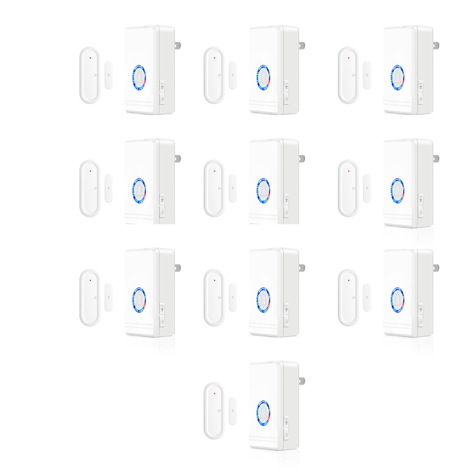 Wireless Door Chime with 600ft Range & Nightlight - Indoor Doorbell Chime for Homes, Offices & Shopping Centers - 10 Pack - Perfect for Entry Alerts, Security & Convenience