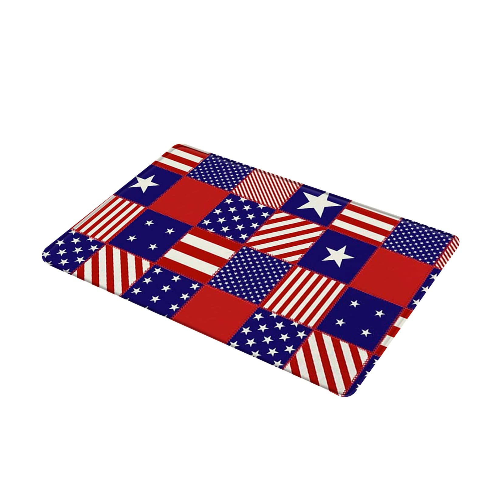 Patriotic Welcome Door Mat - Non-Slip Washable Indoor/Outdoor Entrance Rug - 16x24 Inch Spring Floor Mat for Bathroom, Porch & Party Decor - USA Flag Themed Home Decor for 4th of July & Memorial Day