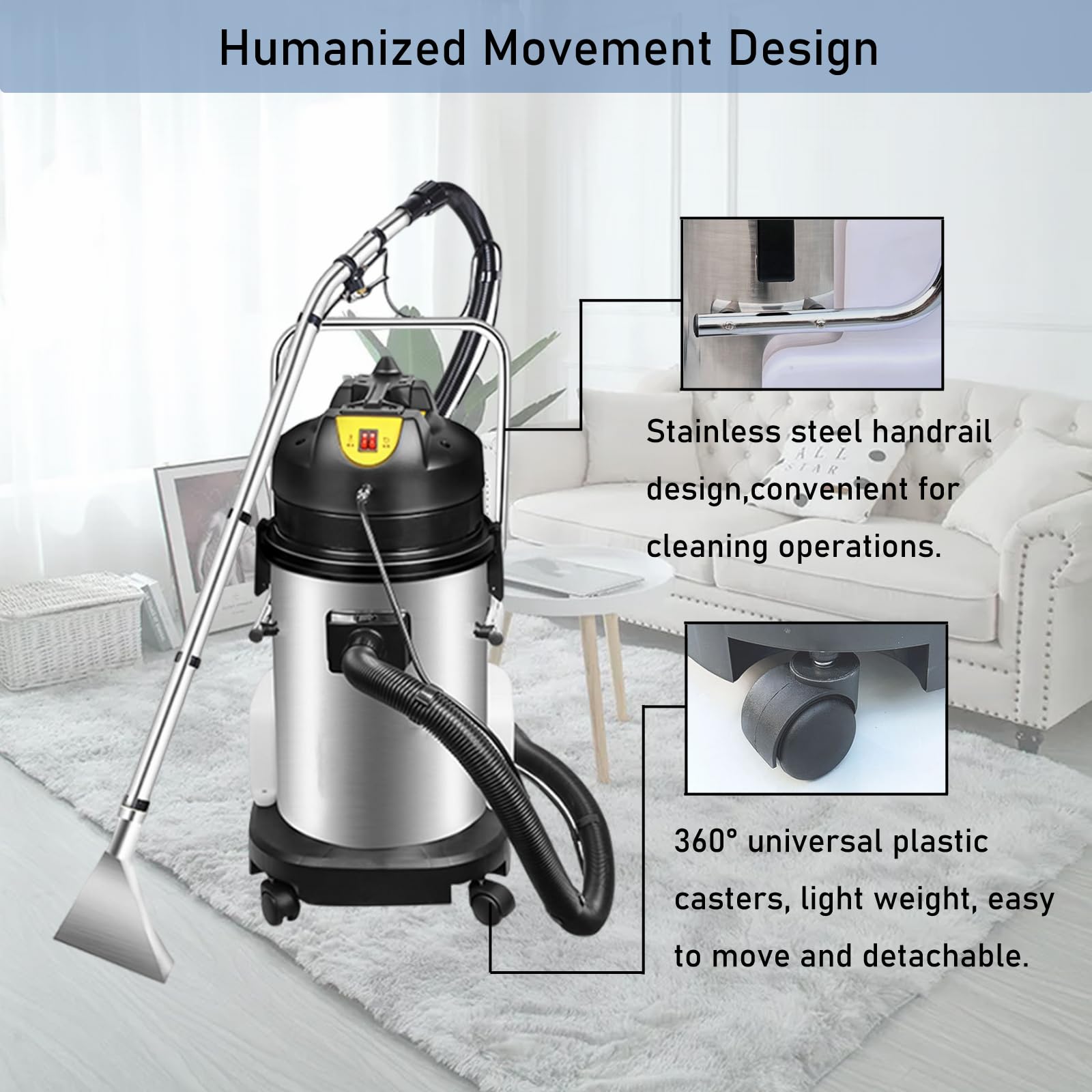 INTSUPERMAI 1000W Commercial Carpet Cleaning Machine - 3-in-1 Wet/Dry Vacuum Extractor with 30L Capacity - Perfect for Deep Cleaning Carpets, Upholstery, and Hard Floors in Homes, Offices & Hotels