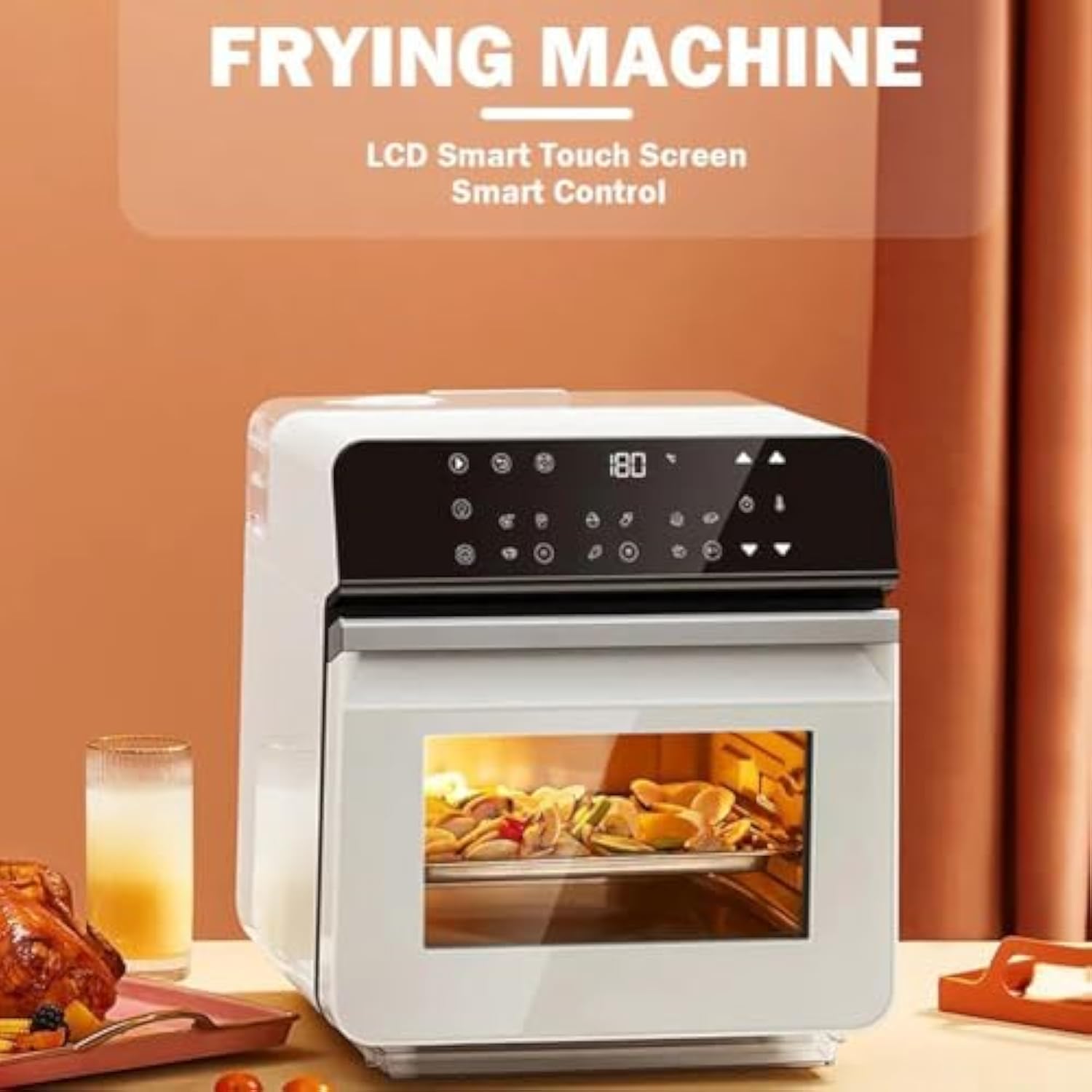 Upgraded TJean Smart Steam Oven - 15L Large Capacity Convection Air Fryer Oven with Visual Window, 25 Preset Menus for Baking, Drying & Fermenting | Self-Cleaning Steam Function | Perfect for Home Cooking, Meal Prep & Healthy Eating (White)