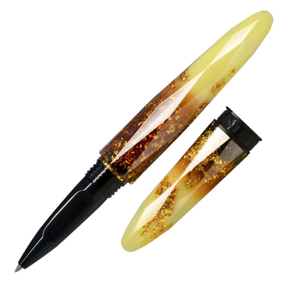 Benu Briolette Rollerball Pen - Luminous Amber Finish - Premium Writing Instrument for Office, School & Gift Giving - Smooth Ink Flow for Everyday Use & Special Occasions