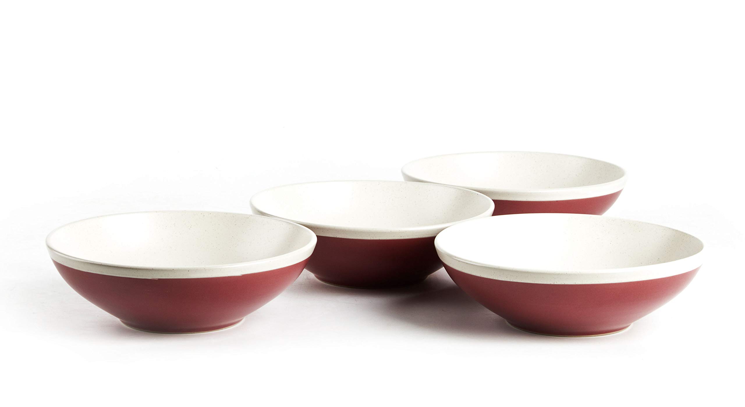 Rock Ridge Speckled Stoneware Dinnerware Set - 16 Piece Dinner Plates, Bowls & Mugs in Garnet & Ivory - Elegant Stoneware for Everyday Dining, Entertaining & Holiday Meals
