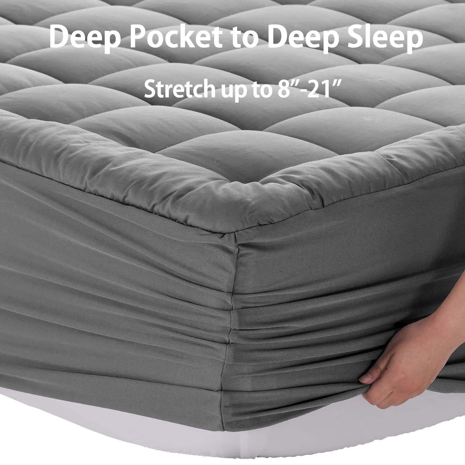 EASELAND Twin XL Cooling Mattress Topper - Quilted Pillow Top Mattress Pad Protector with Deep Pocket (8-21