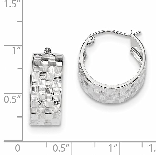 8.5mm Polished Diamond-Cut Basket Weave Hoop Earrings in Real 14K Gold - Elegant Everyday Jewelry for Women, Perfect for Work, Parties & Special Occasions