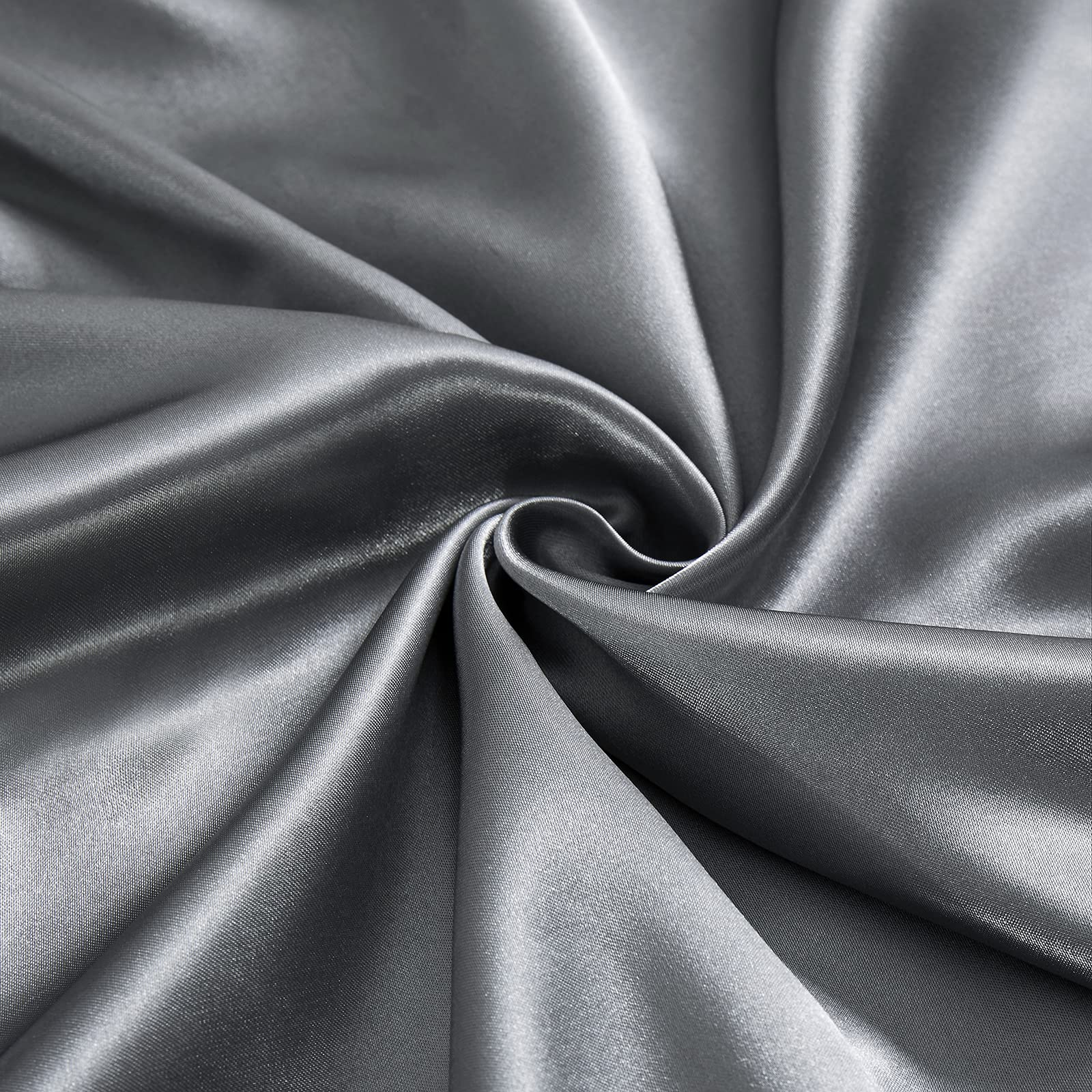 Ersmak 7-Piece Queen Size Satin Bed Sheets Set - Luxury Silky Grey Satin Sheets with Deep Pocket Fitted Sheet, Flat Sheet & 5 Pillowcases (4 Queen + 1 Body Pillowcase) | Ultra Soft Bedding for Master Bedroom, Guest Room & Hotel Use