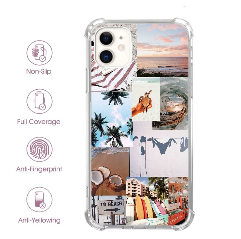 Summer Surfing Phone Case Compatible with iPhone 11 - Beach Coconut Forest Design Soft TPU Bumper Cover for Women & Men | Perfect for Beach Vacations, Pool Parties & Outdoor Adventures