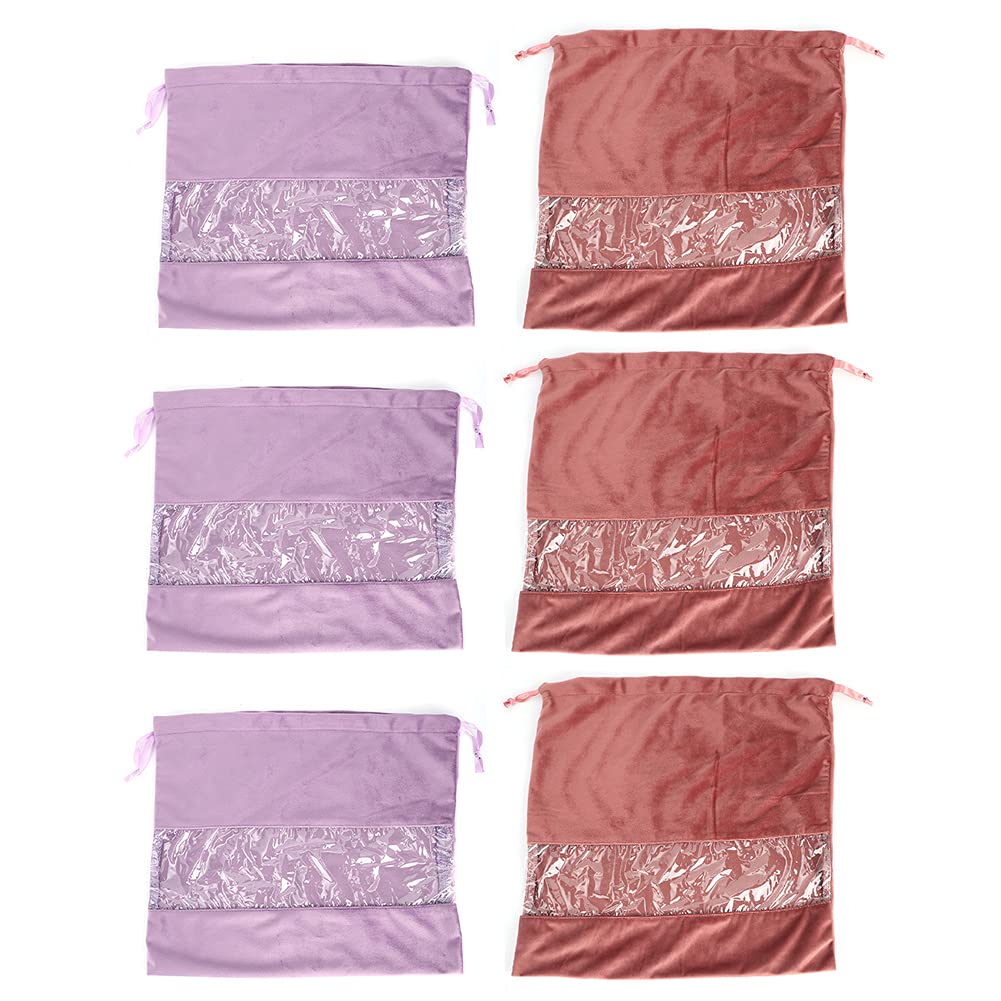 3pcs Velvet Drawstring Cosmetic Bags for Makeup, Shoes & Travel