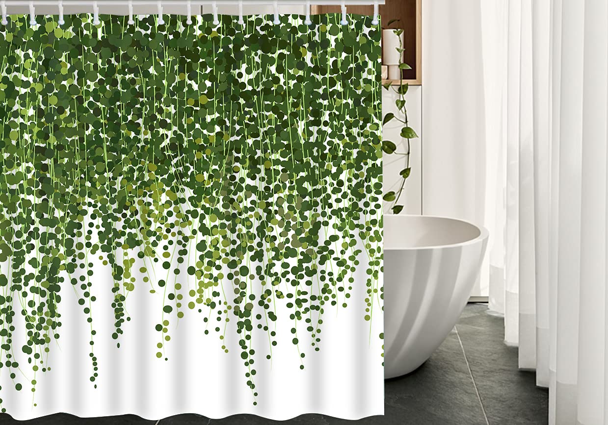 WONDERTIFY Ivy Plant Shower Curtain - Green Climbing Leaves Floral Bathroom Decor, 72x72 Inches, Water-Repellent & Machine Washable - Perfect for Nature-Inspired Bathroom & Spa-Like Shower Experience