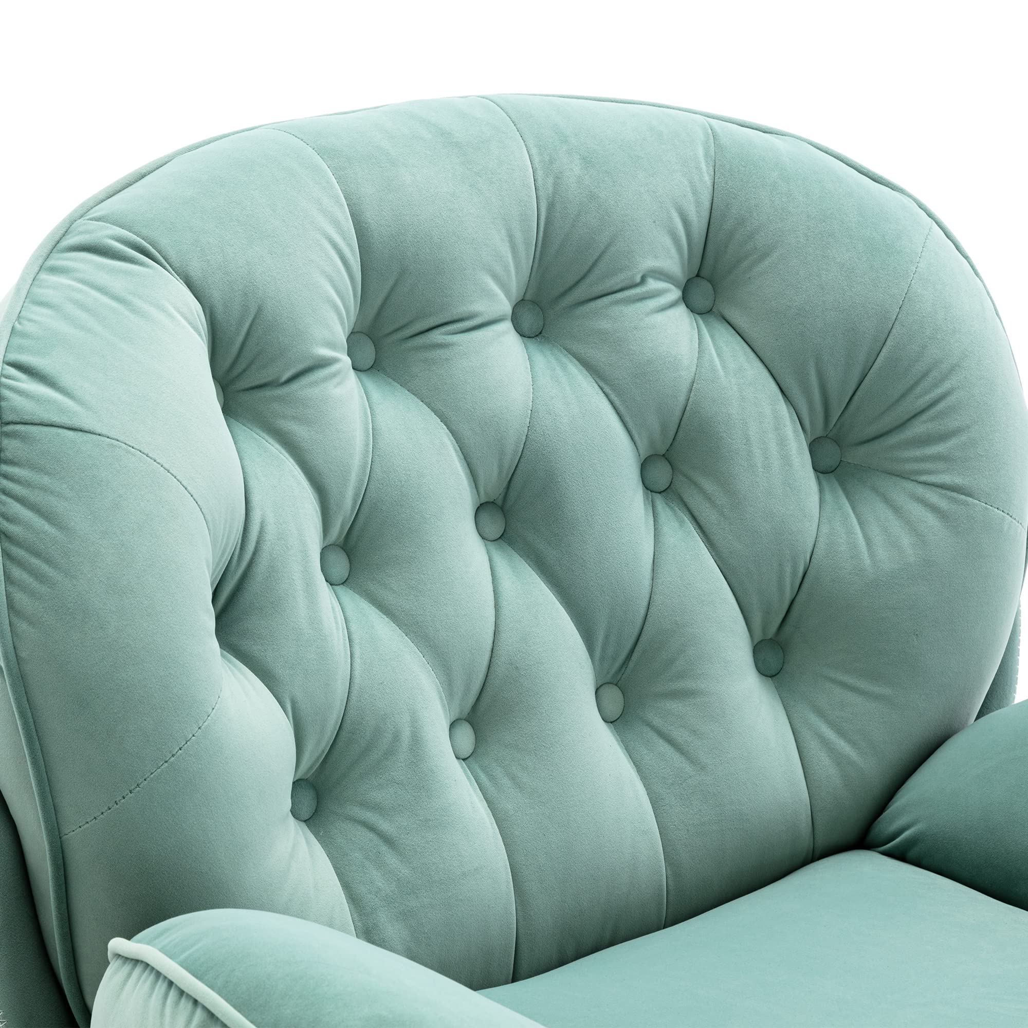 Homsof Velvet Swivel Accent Chair with Ottoman Set - Modern Chaise Lounge & Footstool - Comfortable Armchair with Sturdy Metal Legs for Living Room, Bedroom, or Office