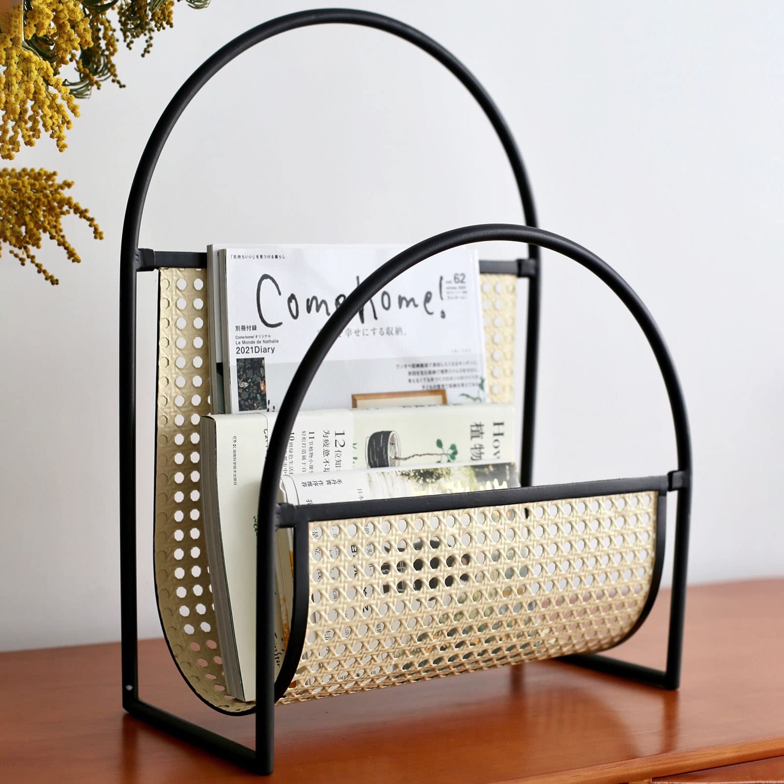 Vintage Metal Magazine Rack - Space Saving Floor Standing Book & Newspaper Holder for Living Room, Bedroom, Office - Perfect for Organizing Magazines, Books, and Newspapers in Small Spaces
