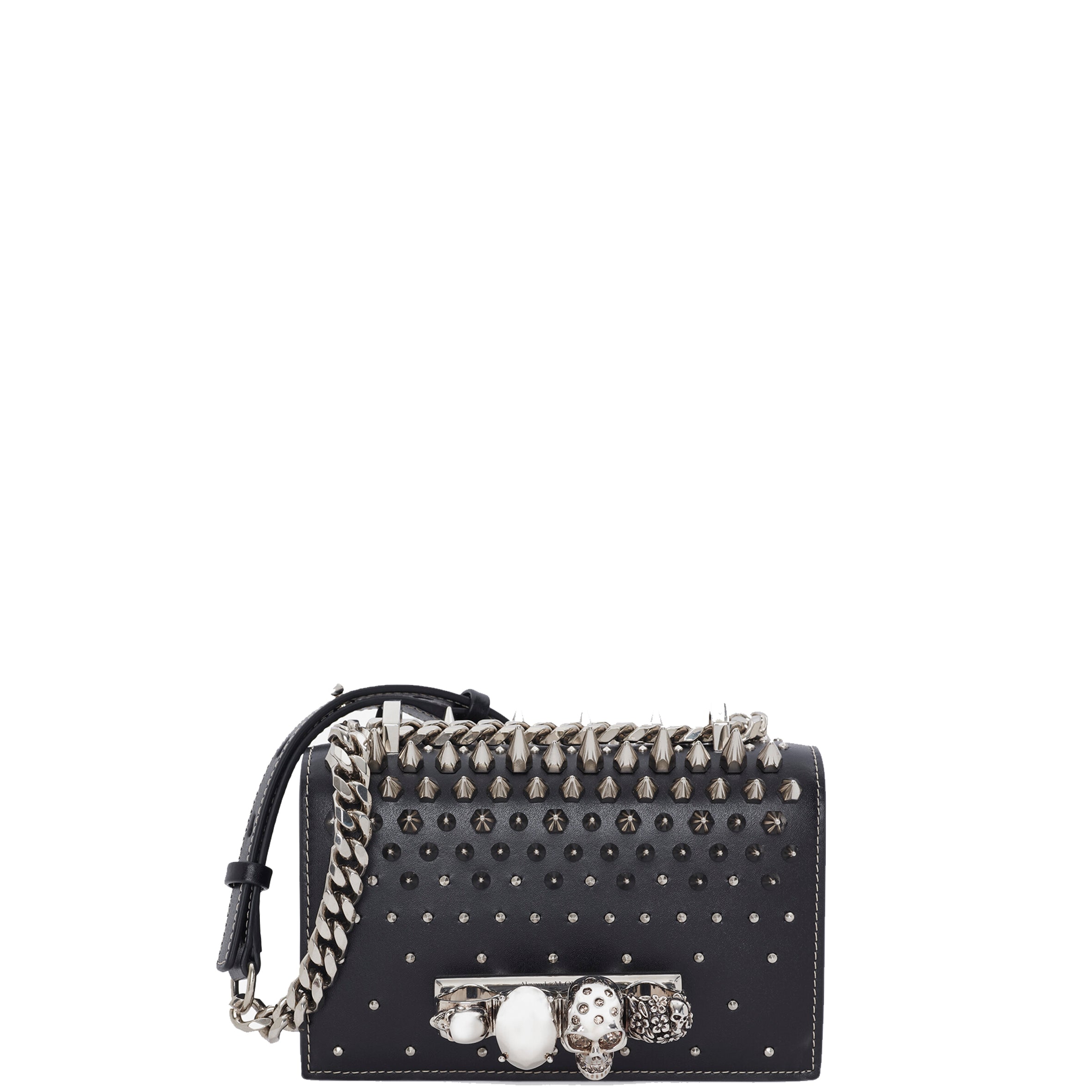 Stylish Black Jewelled Knuckle Satchel Mini Handbag - Perfect for Evening Parties, Date Nights & Special Occasions