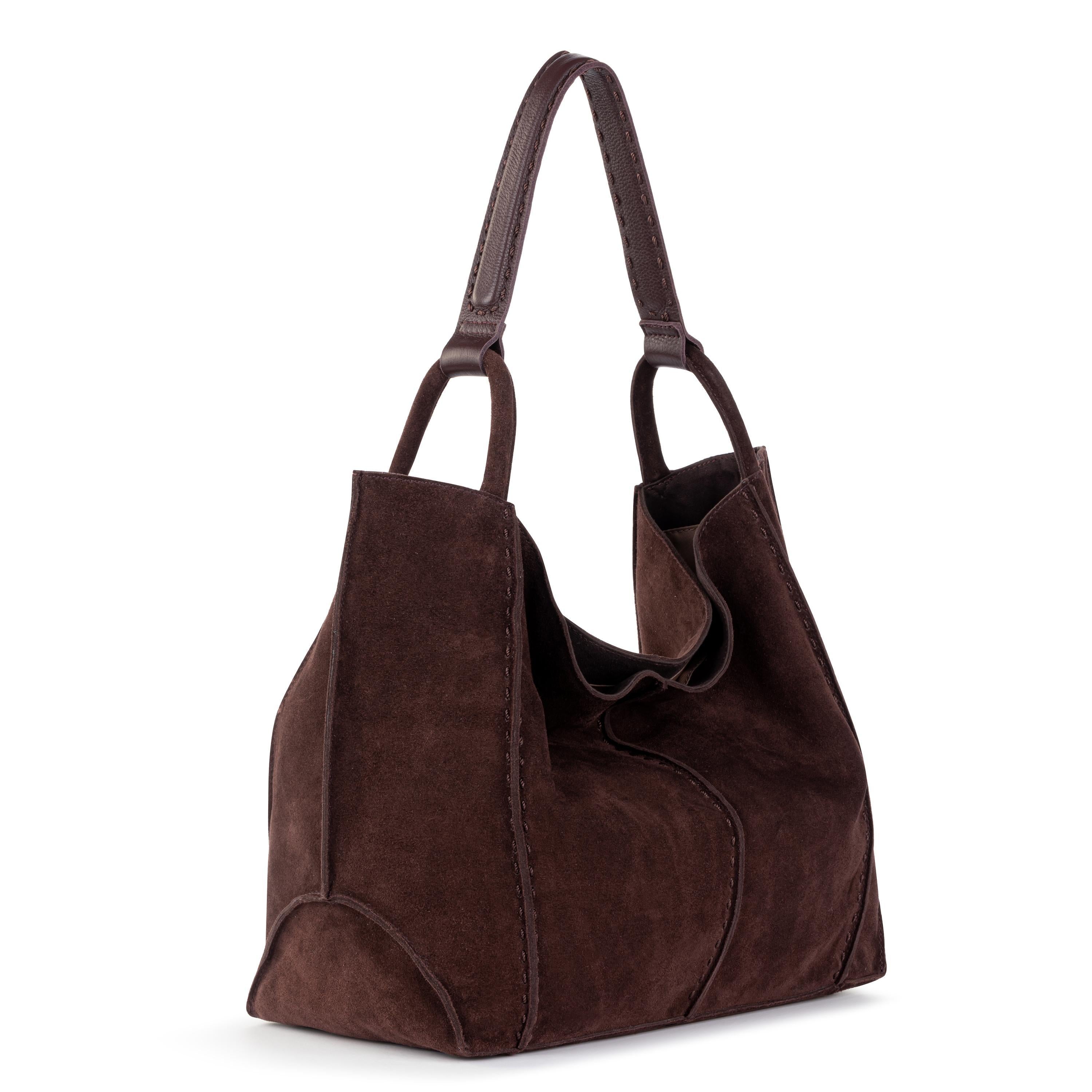 Los Feliz Large Leather Tote Bag - Genuine Mahogany Suede - Perfect for Work, Travel & Everyday Use