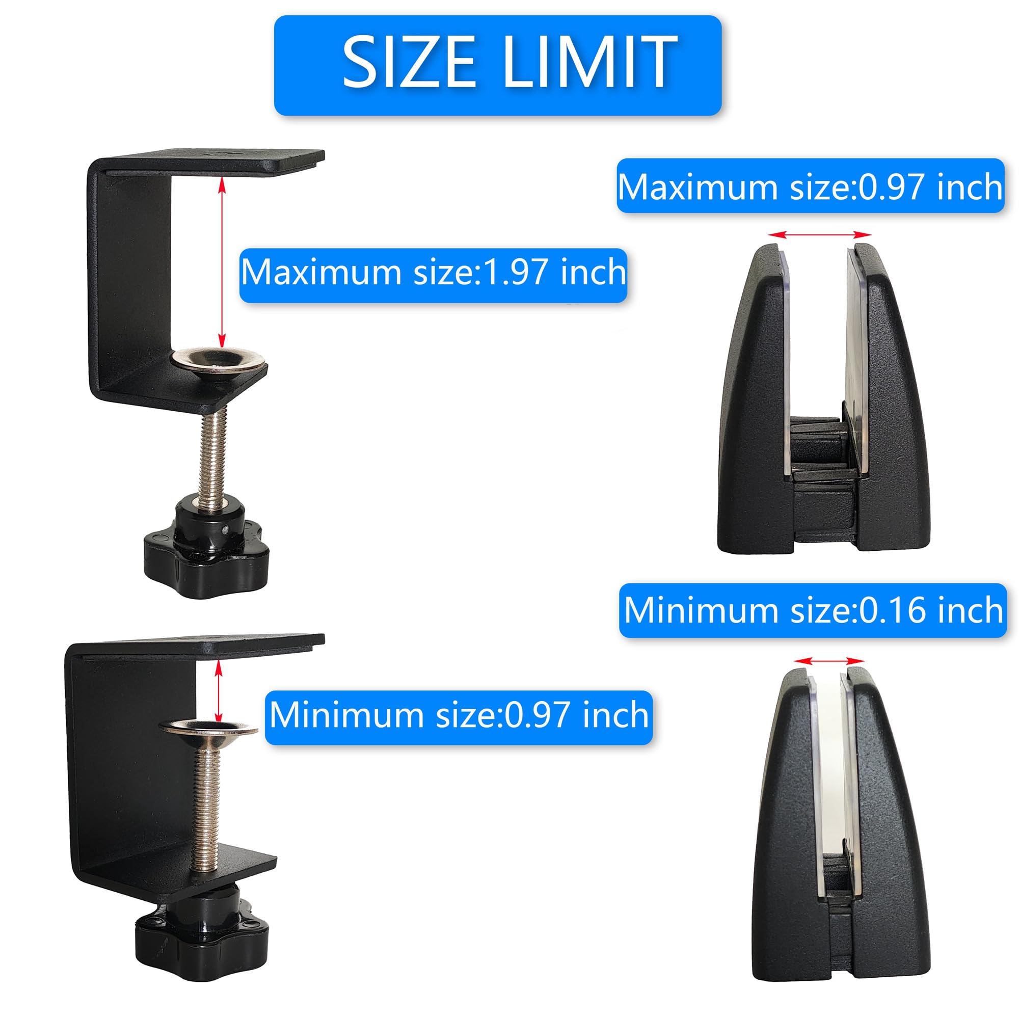 Adjustable Desk Clamp for Acrylic Privacy Panels - Black Sneeze Guard Support Clamp for Office, Restaurant & Home Workspace Protection