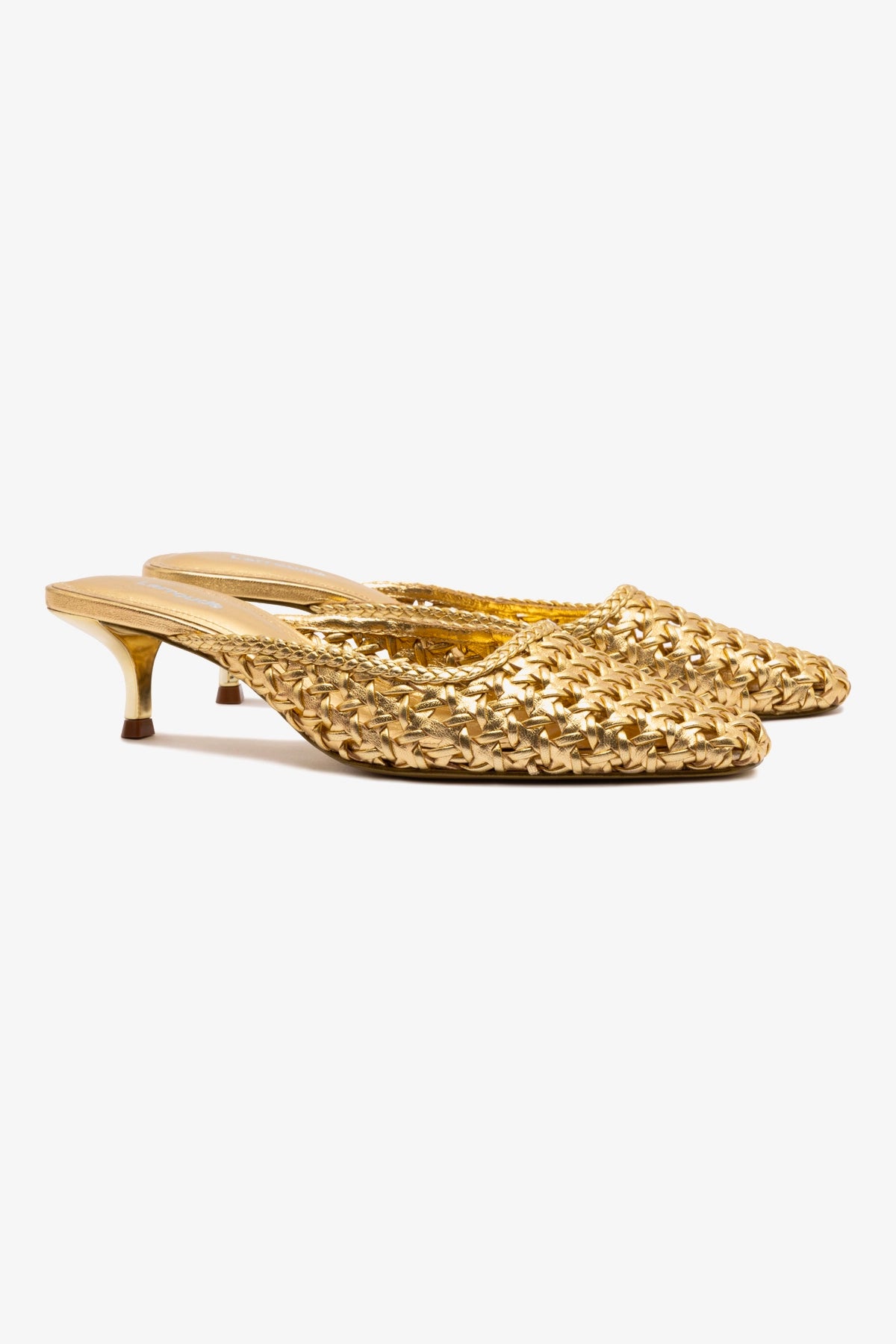 Amal Macrame Mule Sandals - Gold Metallic Leather Slides for Women | Bohemian Summer Shoes for Beach, Vacation & Casual Outfits