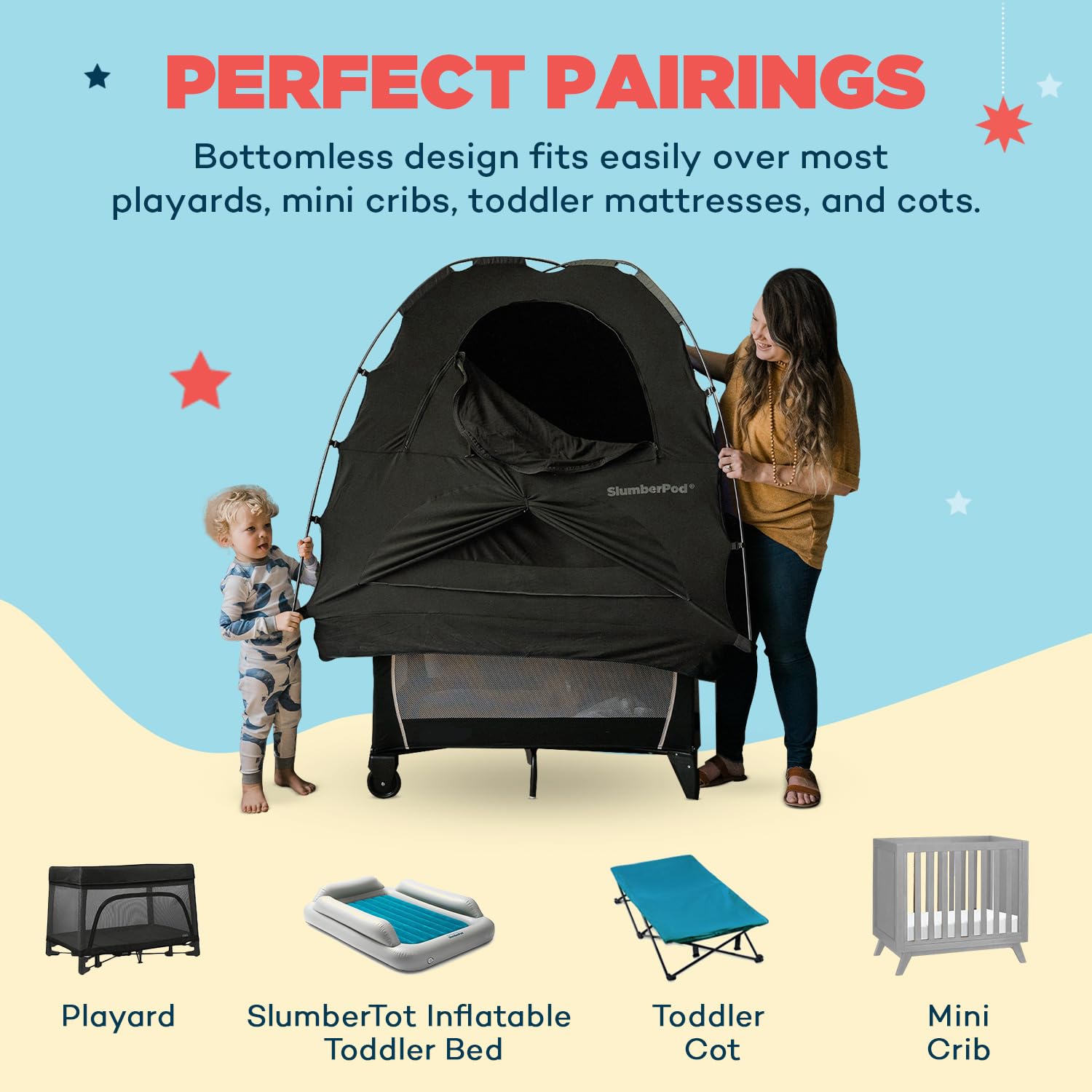 **SlumberPod Blackout Sleep Tent for Baby - Portable Travel Essential with Fan & Sound Machine | Blocks 95% Light for Mini Crib & Pack n Play | Includes 2 Pouches & Breathable Fabric - Perfect for Travel, Camping & Nursery**