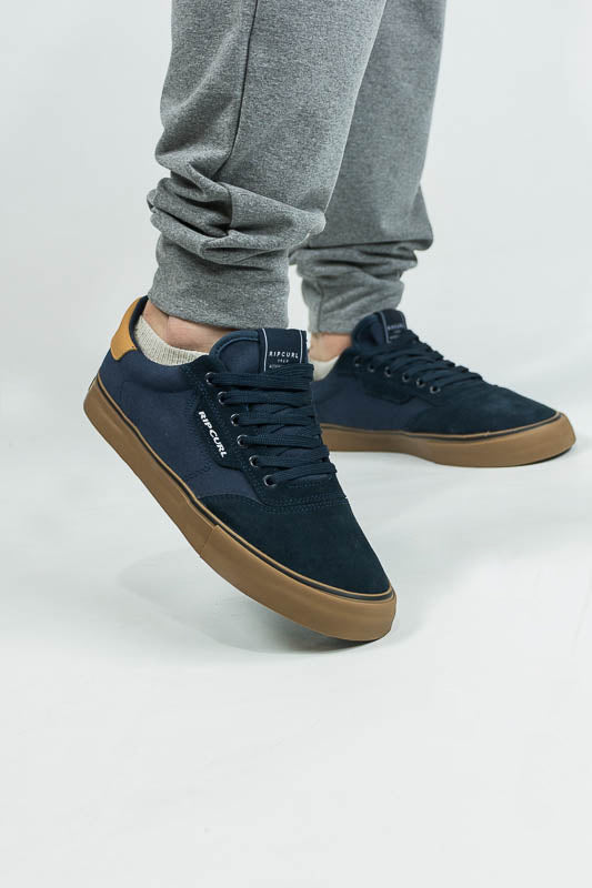 Rip Curl H New Praga Navy Brown Sneakers - Men's Casual Skate Shoes for Surfing, Skateboarding & Everyday Wear