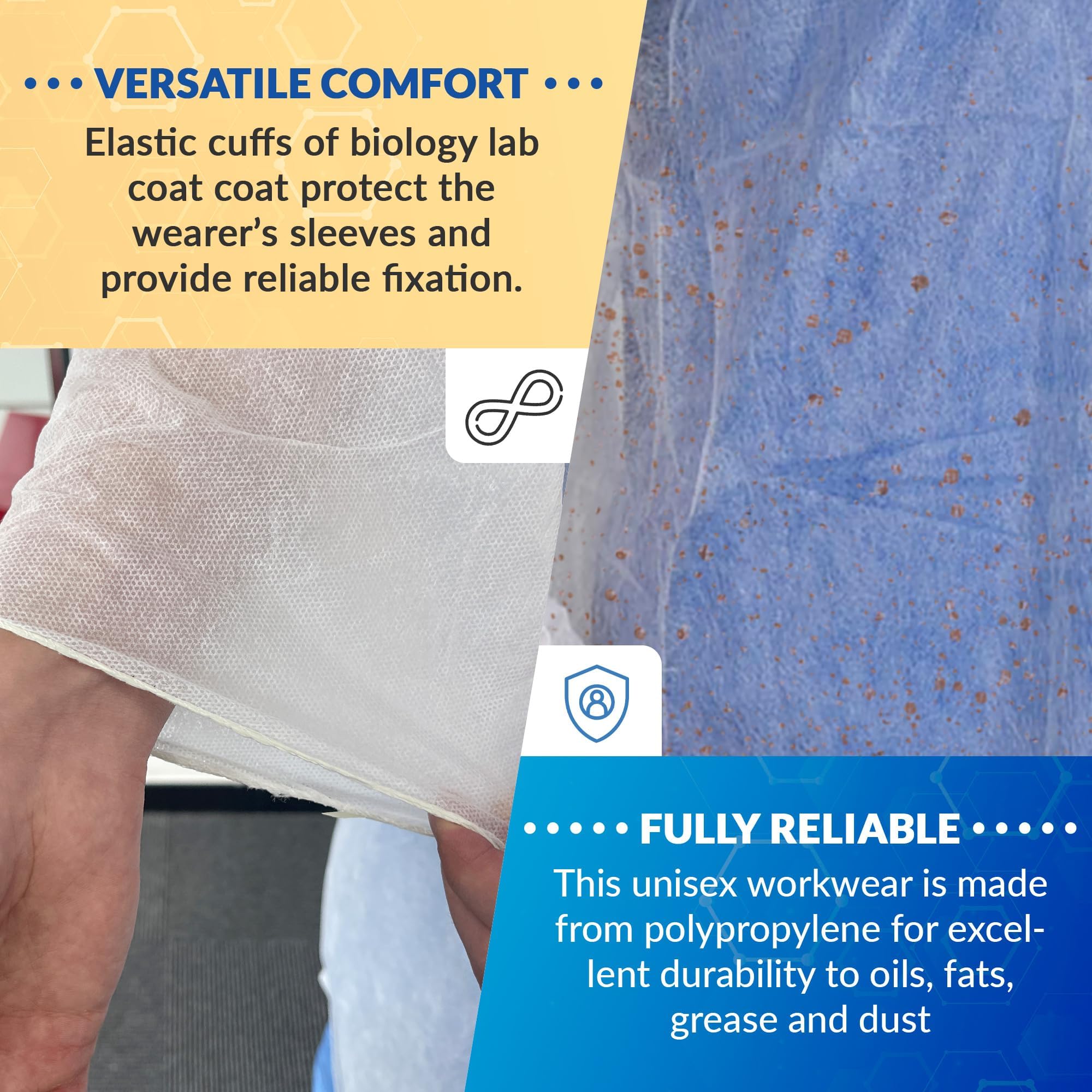 White Disposable Lab Coats for Adults - Small Size (Pack of 25) | Medical PPE Protective Clothing | 42 GSM Polypropylene Material with Elastic Cuffs & Hook Loop Closure | Ideal for Laboratories, Hospitals, Cleanrooms & Medical Professionals