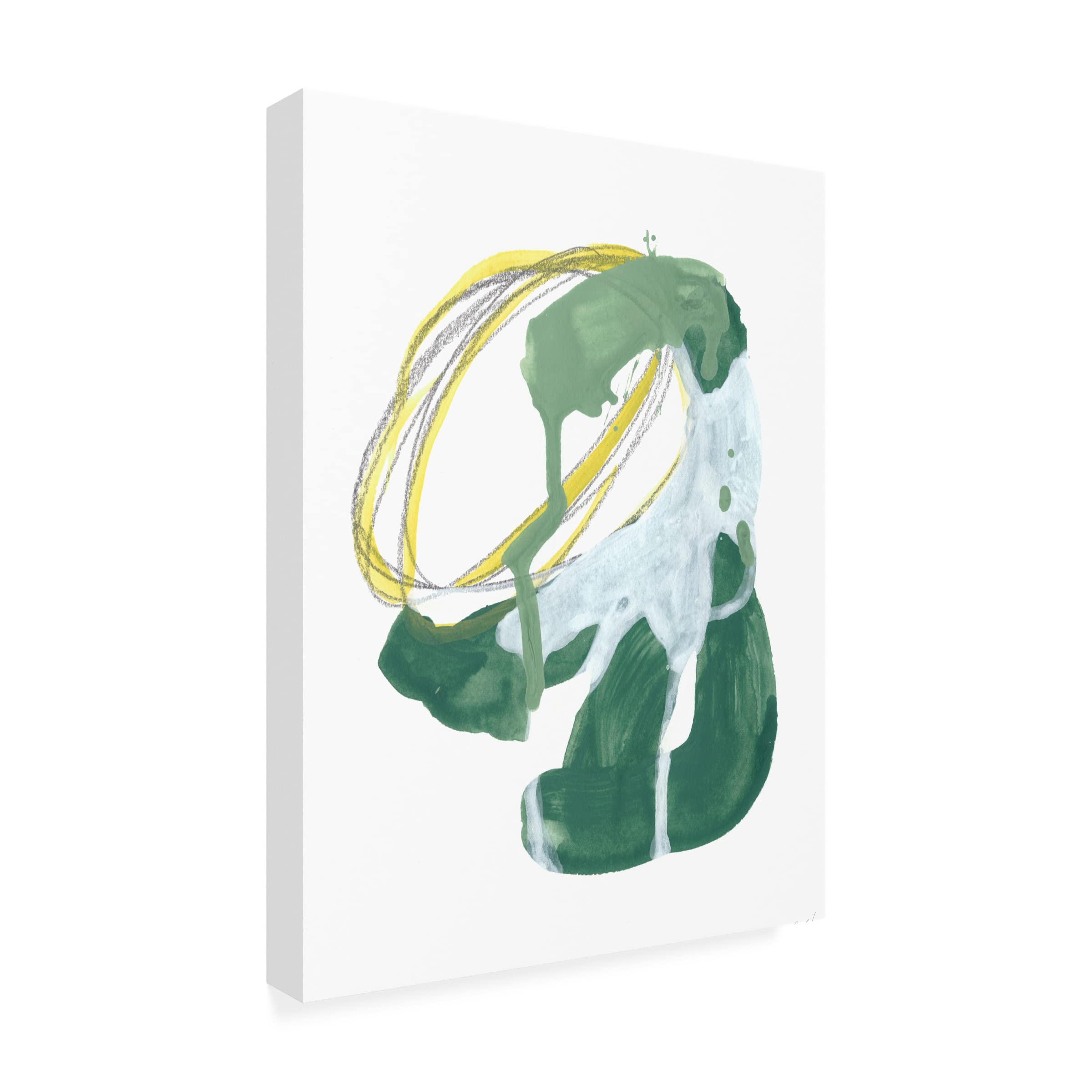 Green Discus II Canvas Art Print by June Erica Vess - Modern Abstract Wall Decor for Living Room, Bedroom & Office - Trademark Fine Art Collection