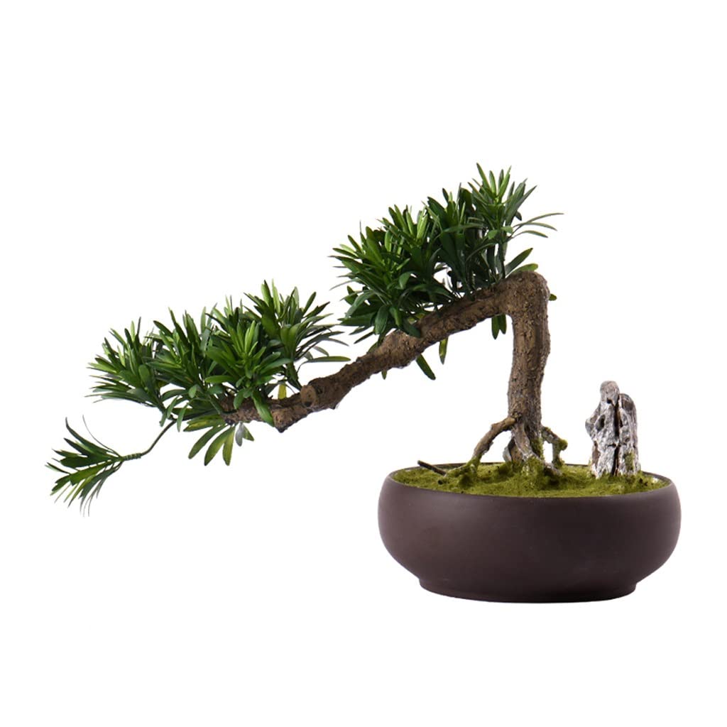 Luckxuan 17'' Artificial Bonsai Tree - Realistic Fake Plant in Ceramic Pot for Home, Office & Farmhouse Decor | Indoor/Outdoor Simulation Bonsai for Desk, Living Room & Garden