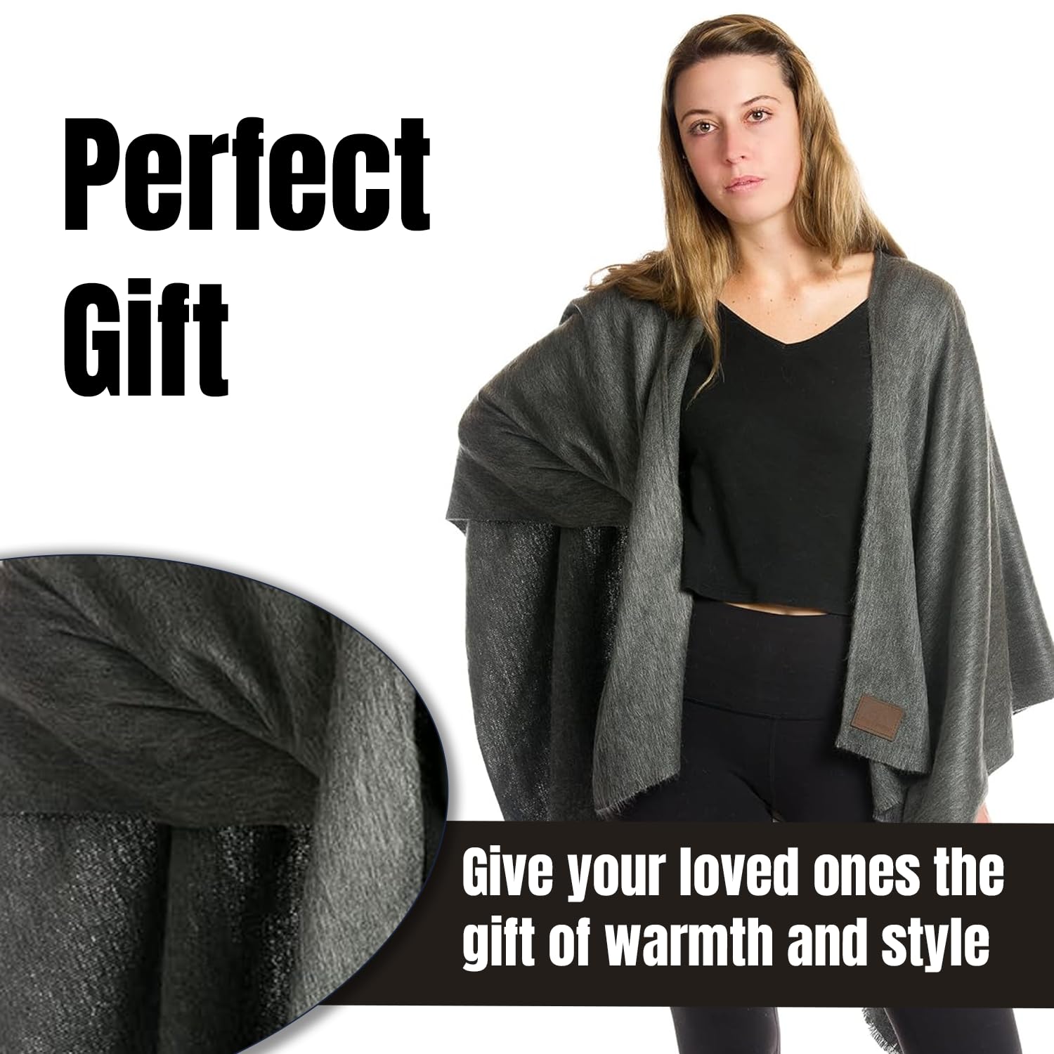 Soft & Warm Alpaca Wool Shawl Wrap - Eco-Friendly Winter Scarf for Men - Perfect for Cold Weather, Outdoor Activities & Holiday Gifts
