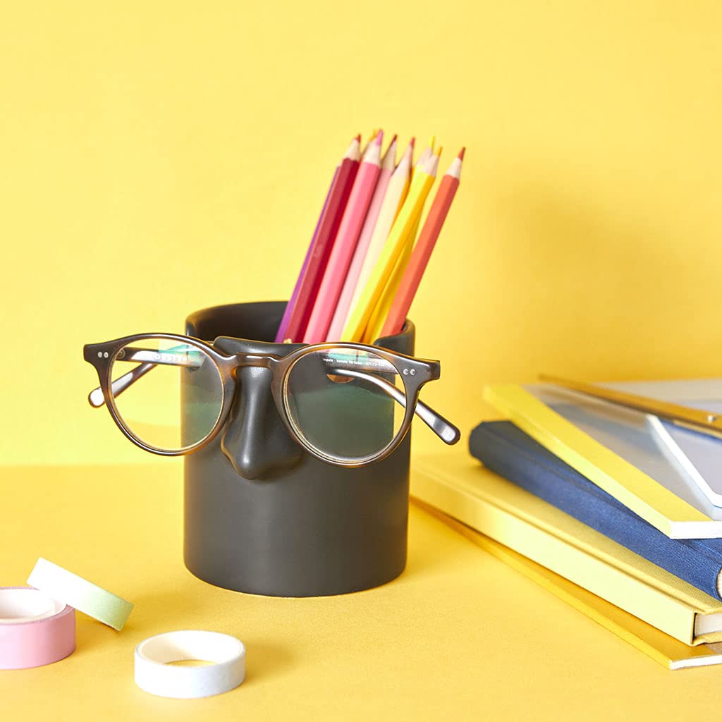 Mr. Tidy Pencil Holder & Glasses Organizer - Black - Keep Your Glasses Safe and Organized | Perfect for Office, Home Desk, and Car Storage