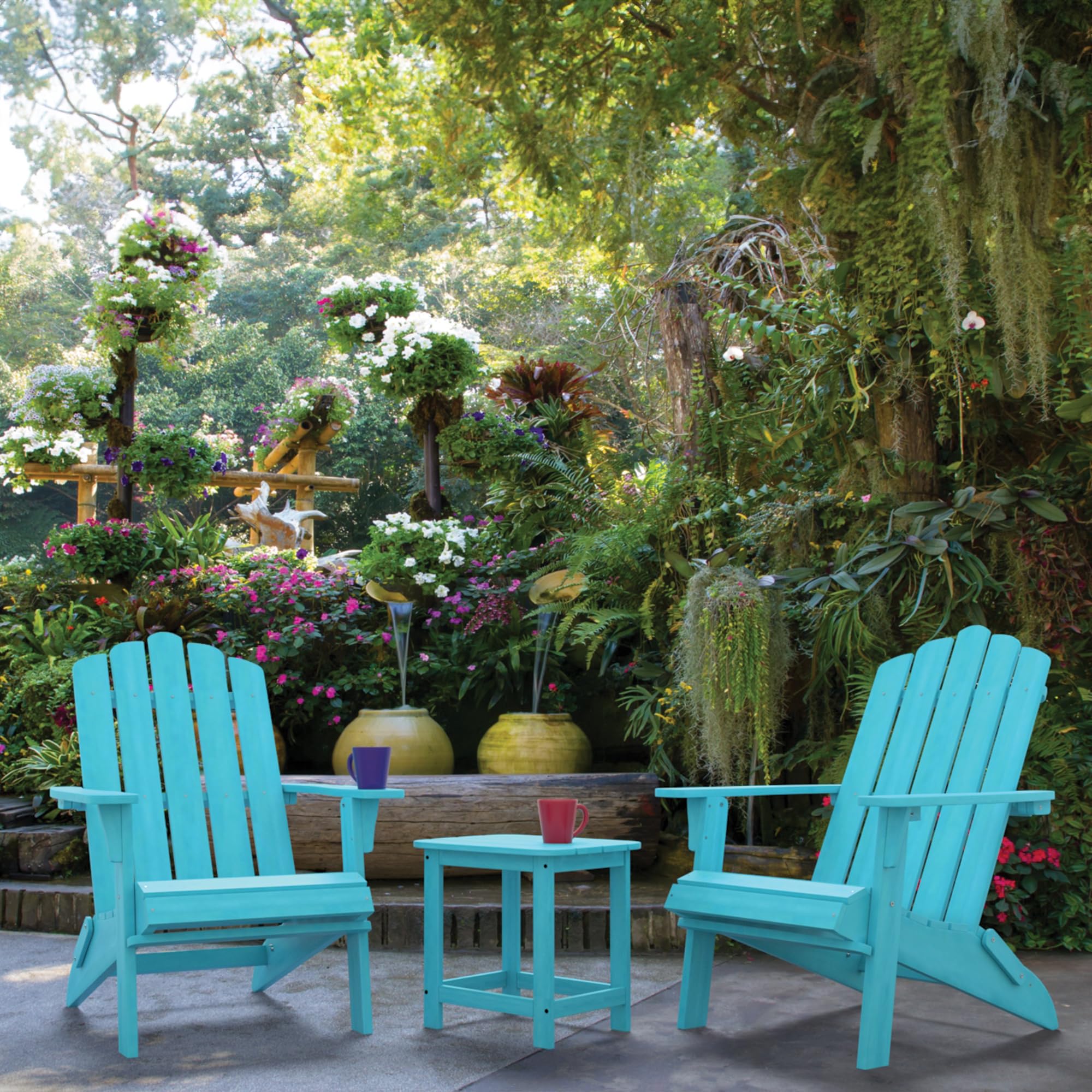 Premium Composite Folding Adirondack Chair Set of 2 - Weather-Resistant Poly Lumber Outdoor Patio Furniture for Garden, Poolside & Fire Pit - Classic Blue Collection - Perfect for Backyard Relaxation & Entertaining