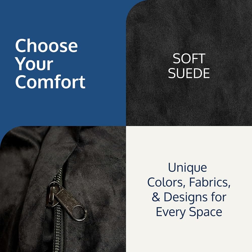 Ultimate Sack 4ft Oversized Bean Bag Chair for Adults - Super Soft Black Suede Lounger, Comfy Couch Alternative for Living Room, Bedroom & Game Room - Perfect for Relaxing, Gaming & Movie Nights