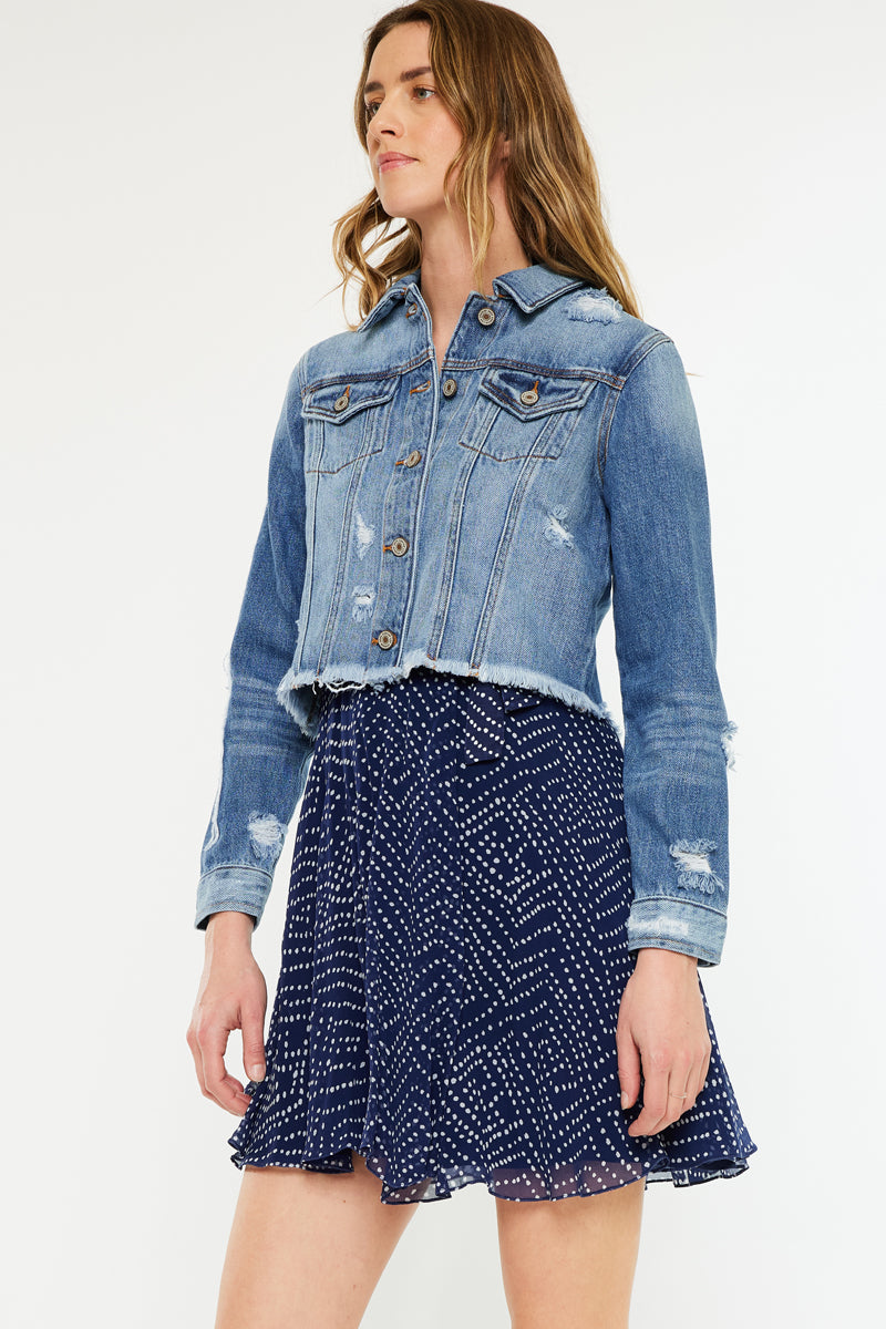 Vintage Distressed Denim Jacket for Men & Women - Classic Blue Washed Denim Trucker Jacket with Button Front & Chest Pockets | Perfect for Casual Outfits, Streetwear, and Layering in Fall & Spring